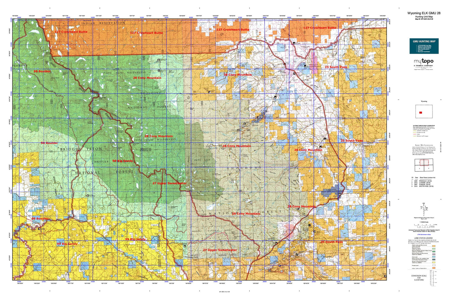 Wyoming Elk GMU 28 Map Image
