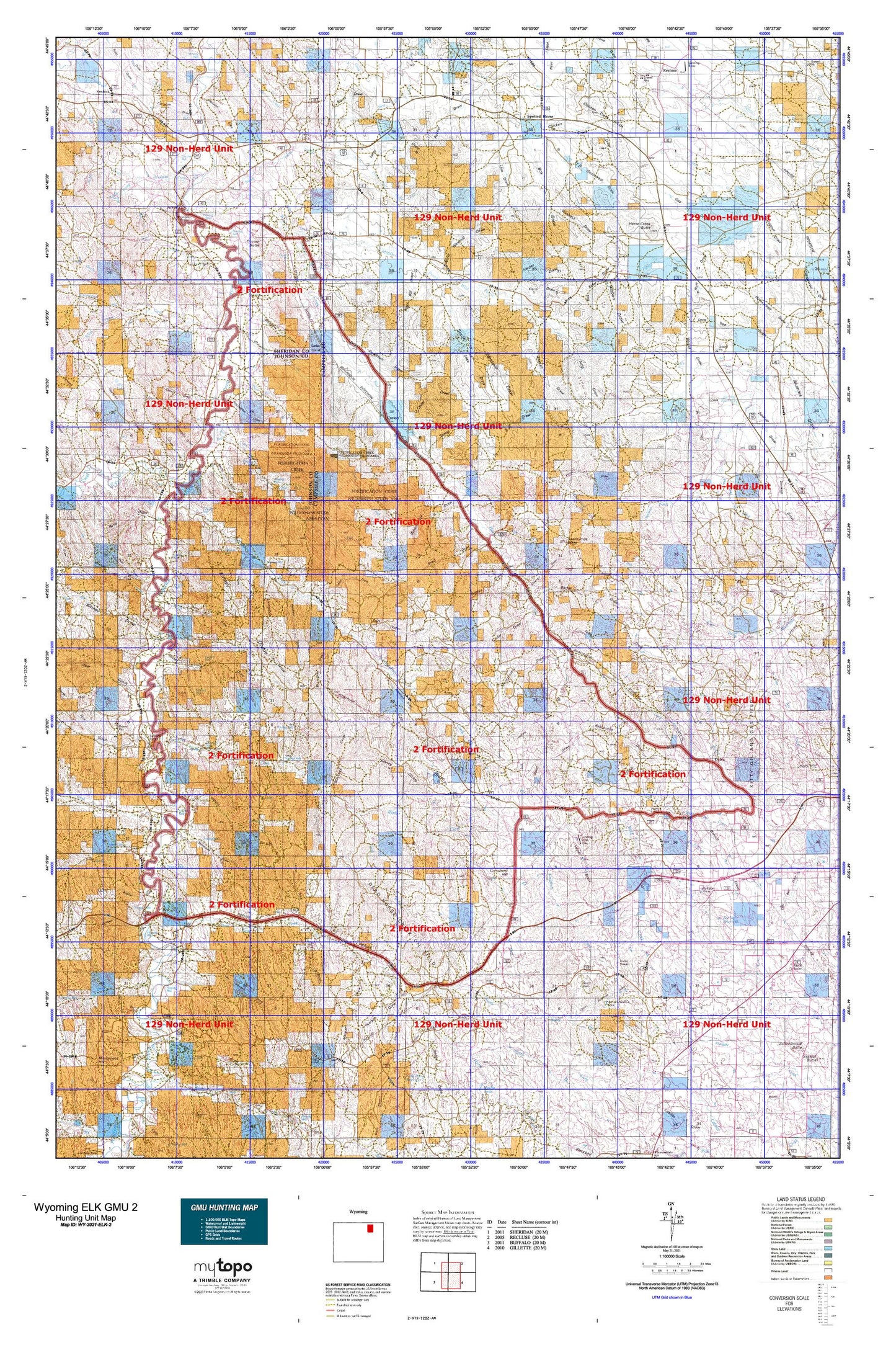 Wyoming Elk GMU 2 Map Image