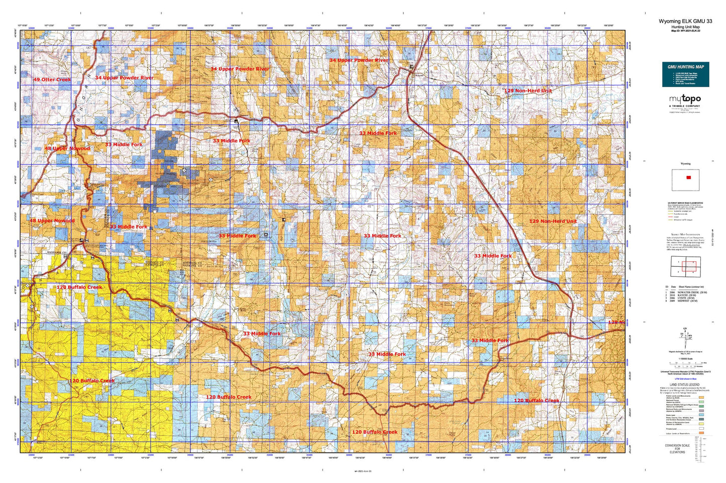 Wyoming Elk GMU 33 Map Image