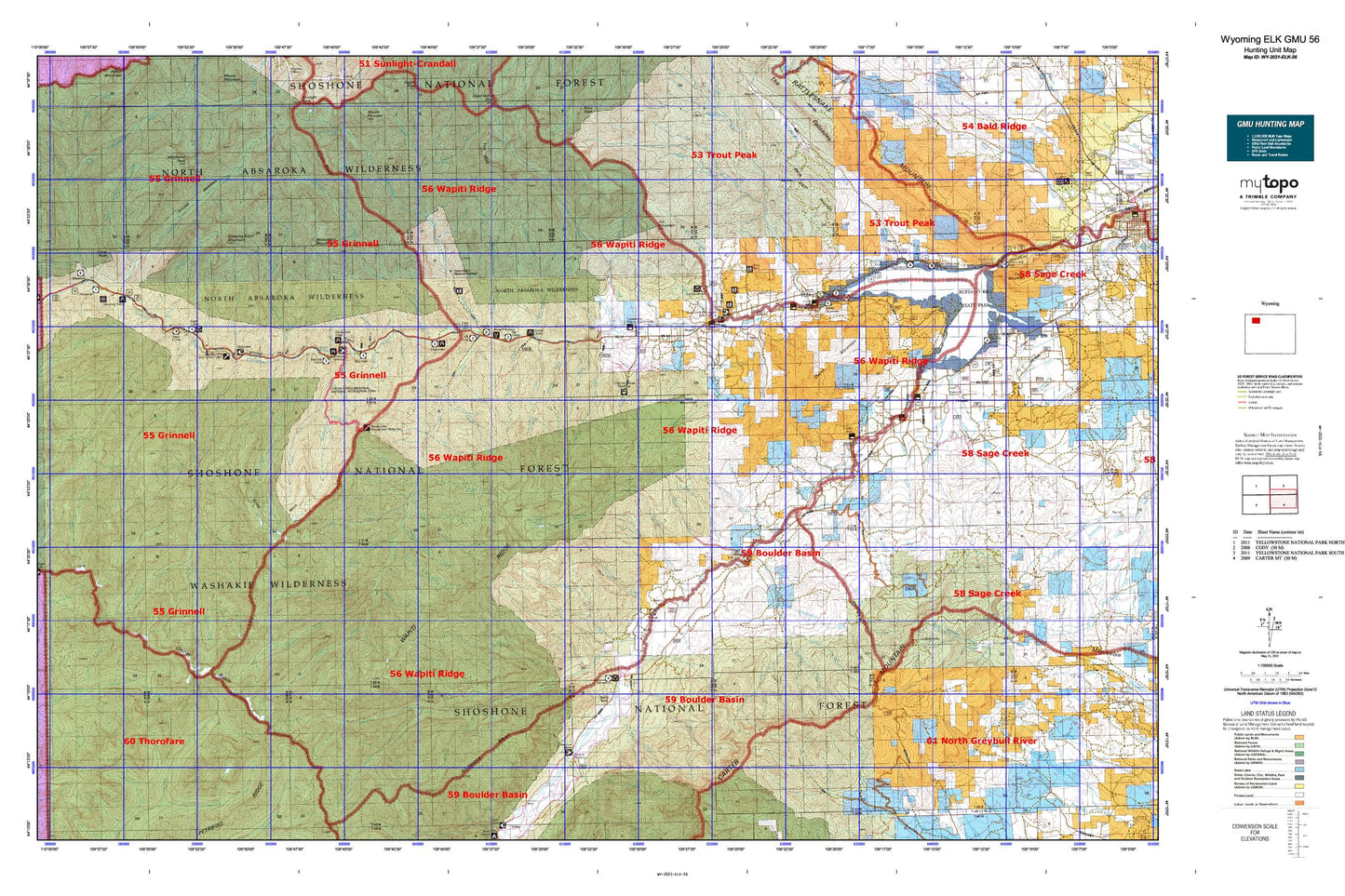 Wyoming Elk GMU 56 Map Image