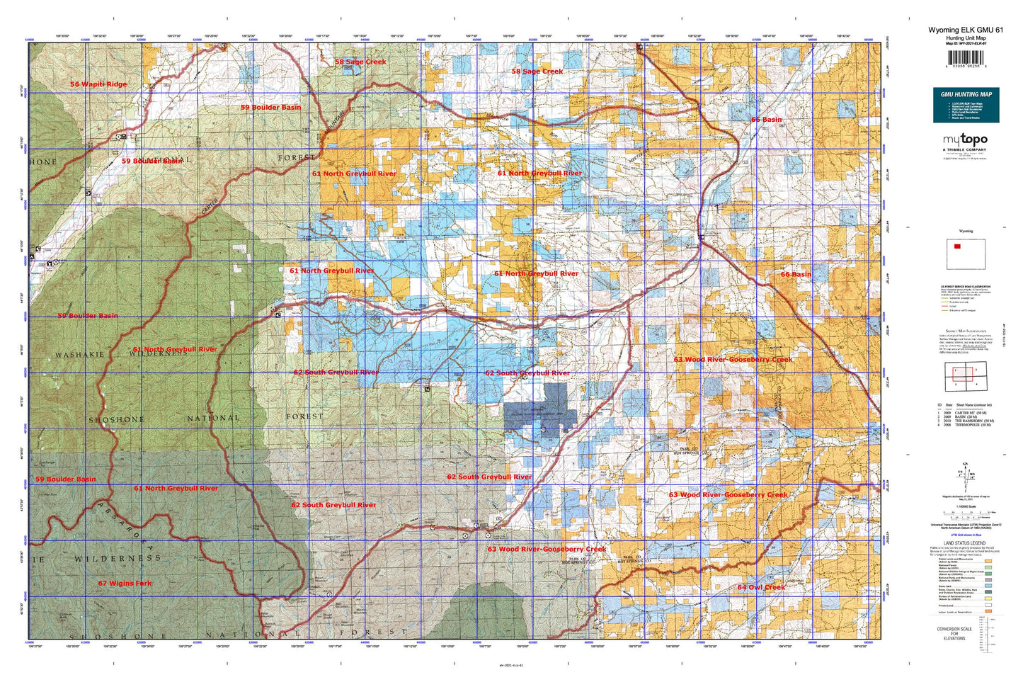 Wyoming Elk GMU 61 Map Image