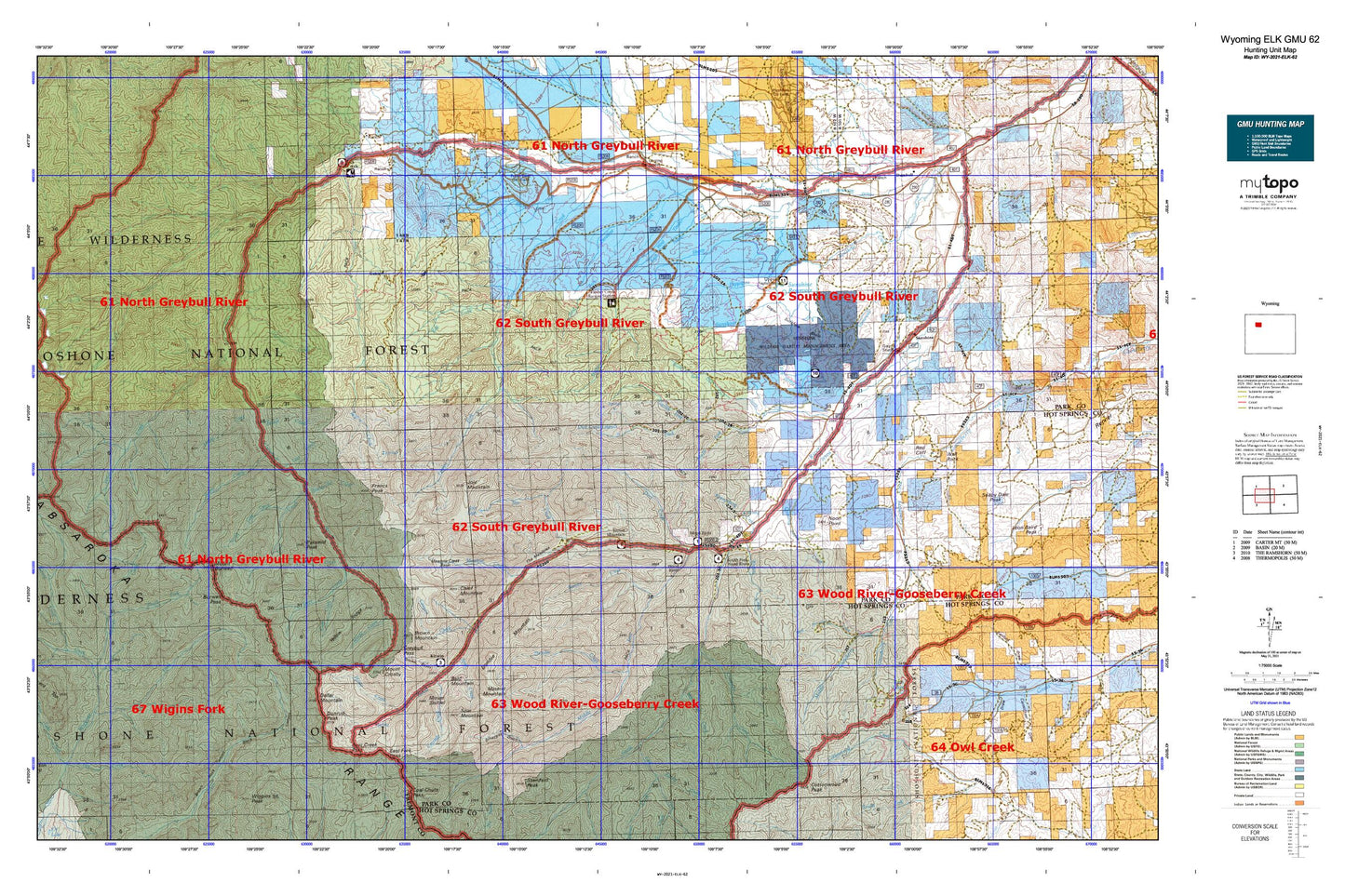 Wyoming Elk GMU 62 Map Image