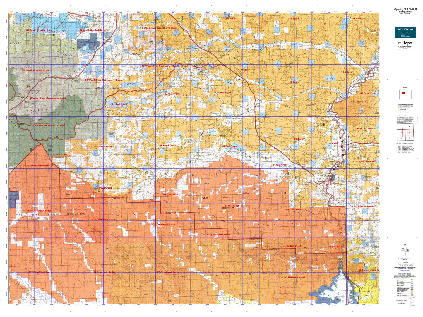 Wyoming Elk GMU 64 Map Image