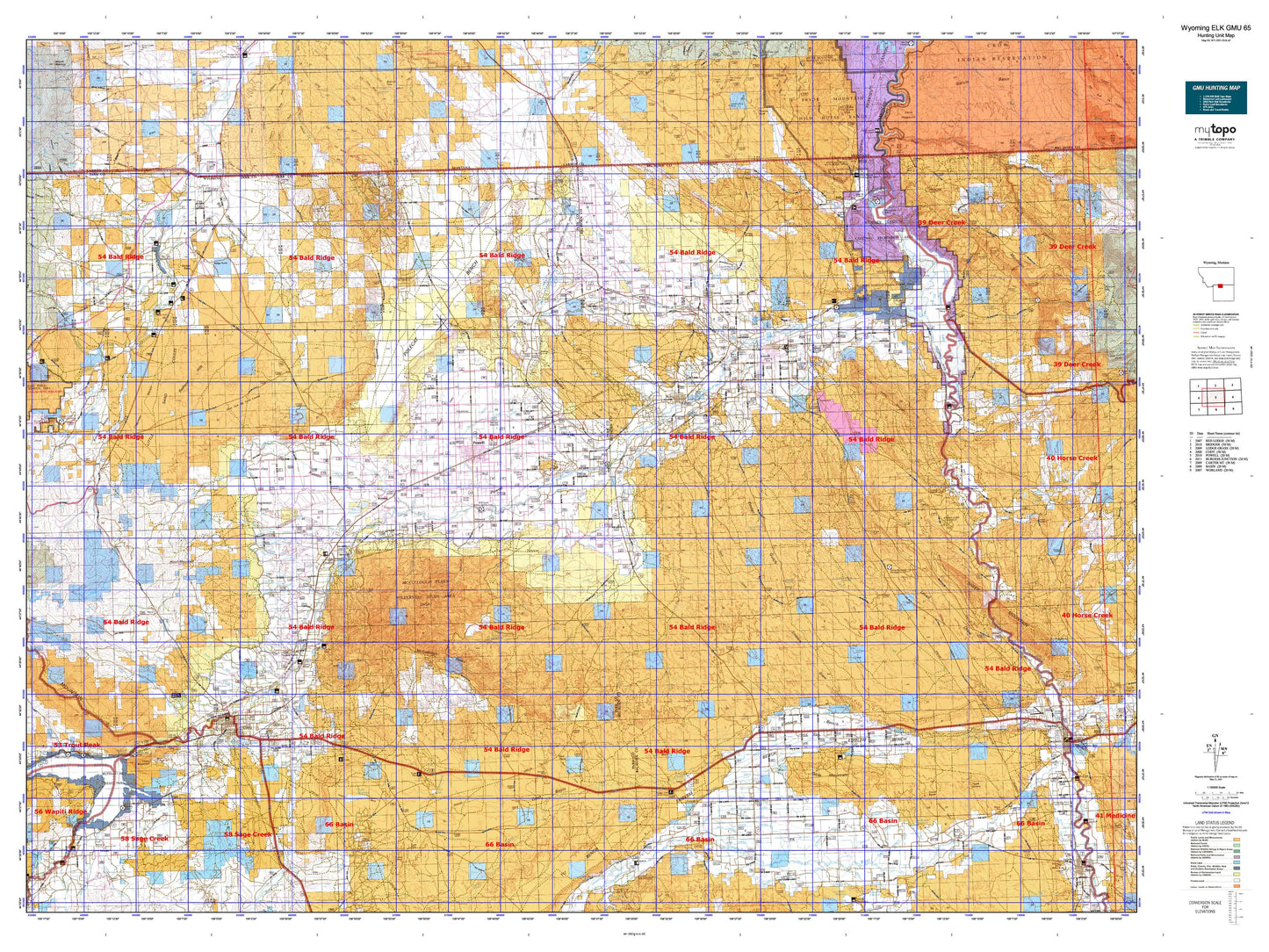 Wyoming Elk GMU 65 Map Image