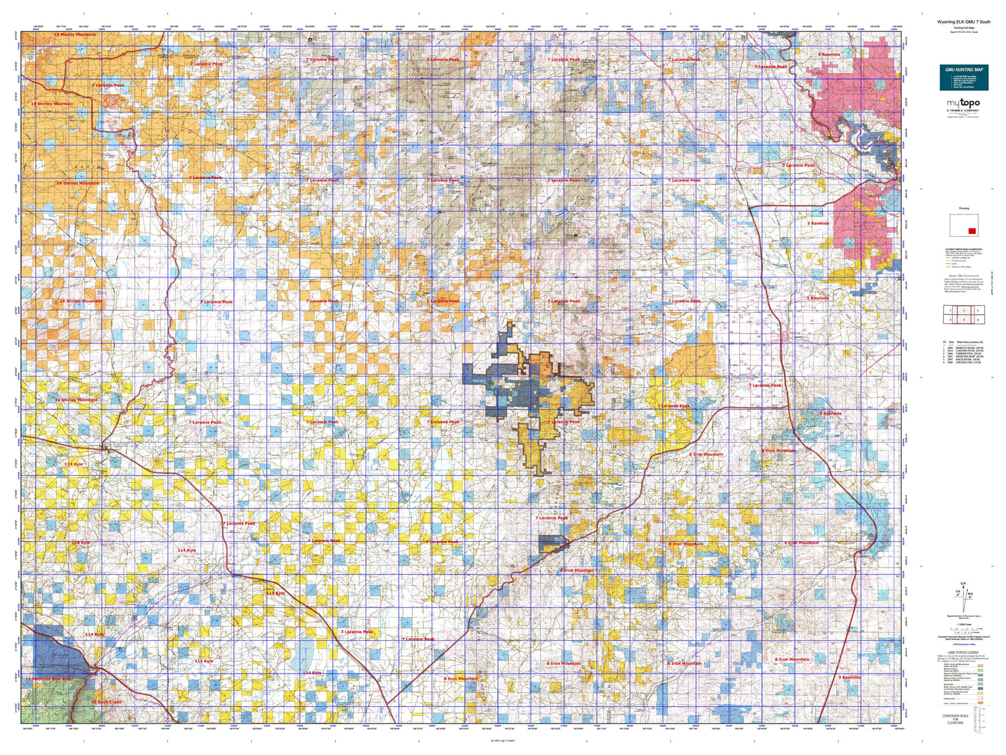 Wyoming Elk GMU 7 South Map Image