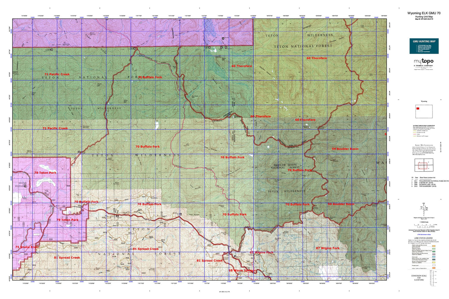Wyoming Elk GMU 70 Map Image