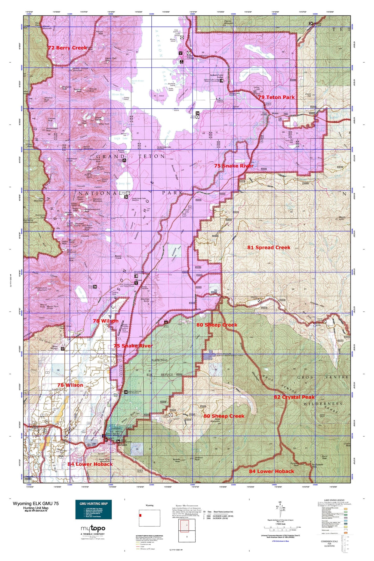 Wyoming Elk GMU 75 Map Image