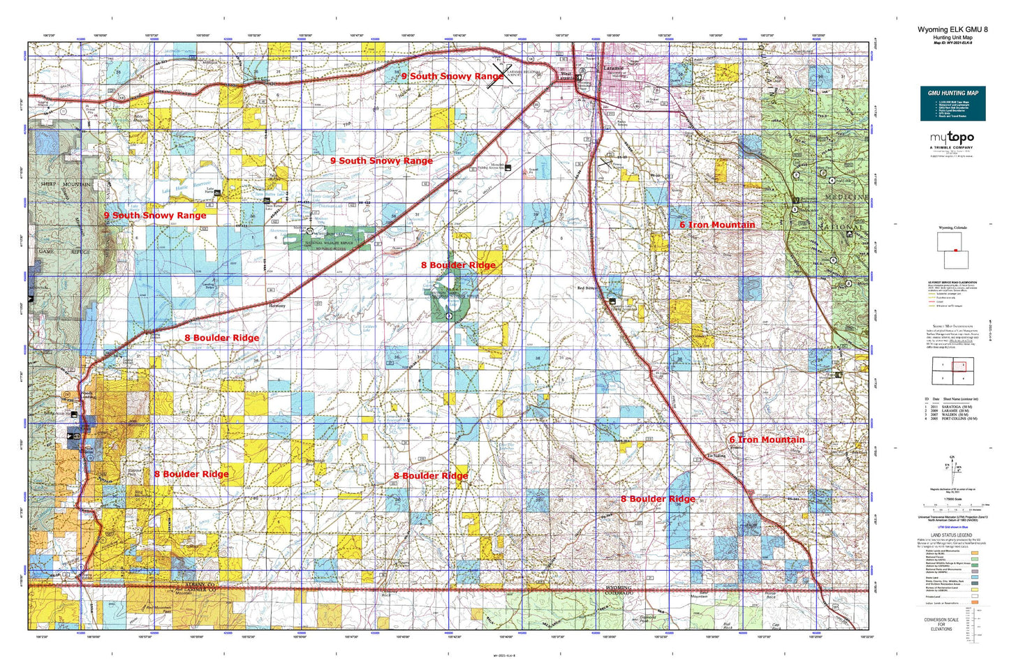 Wyoming Elk GMU 8 Map Image