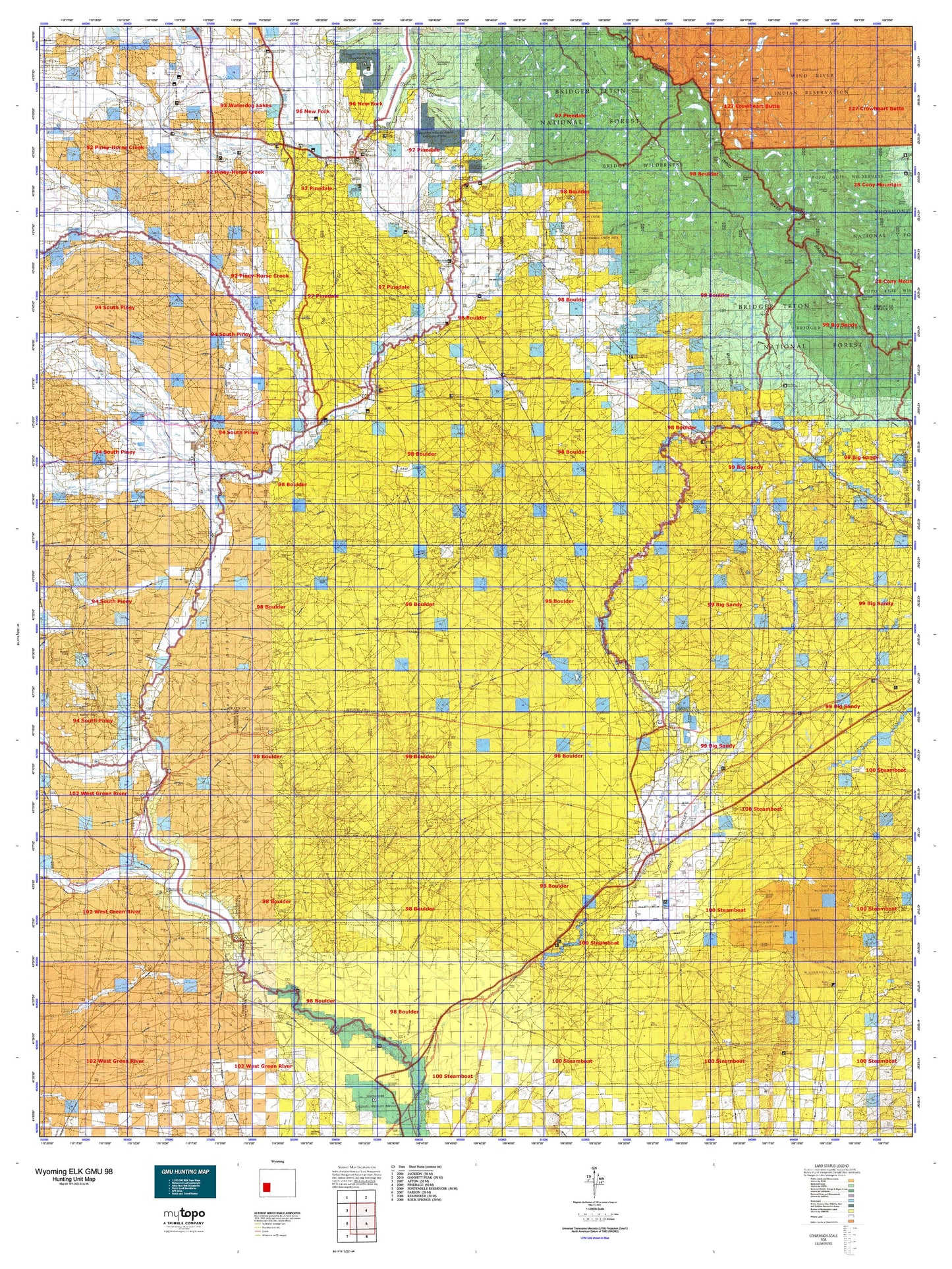 Wyoming Elk GMU 98 Map Image