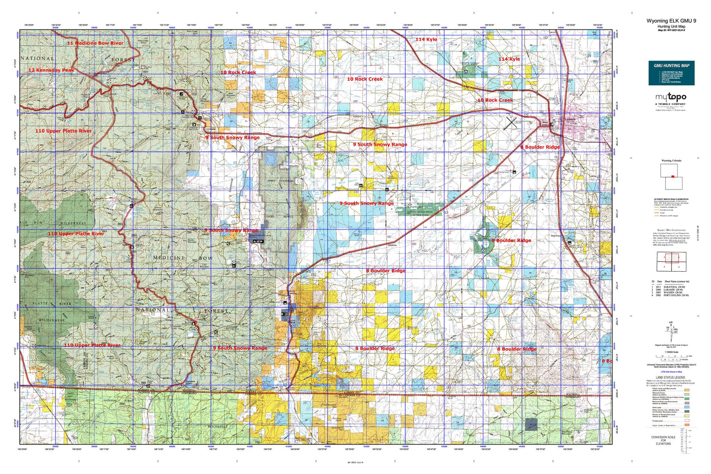 Wyoming Elk GMU 9 Map Image