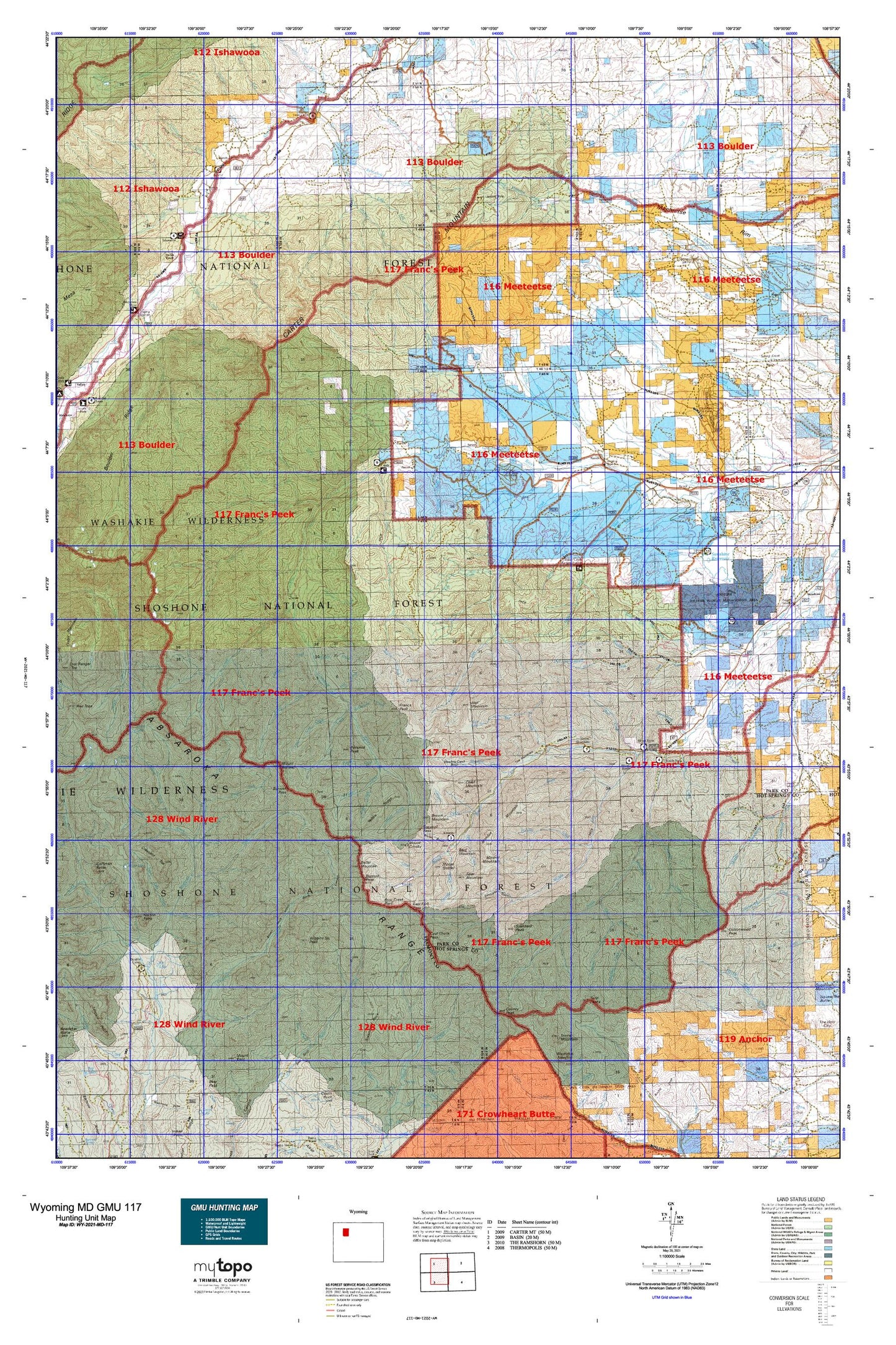 Wyoming Mule Deer GMU 117 Map Image