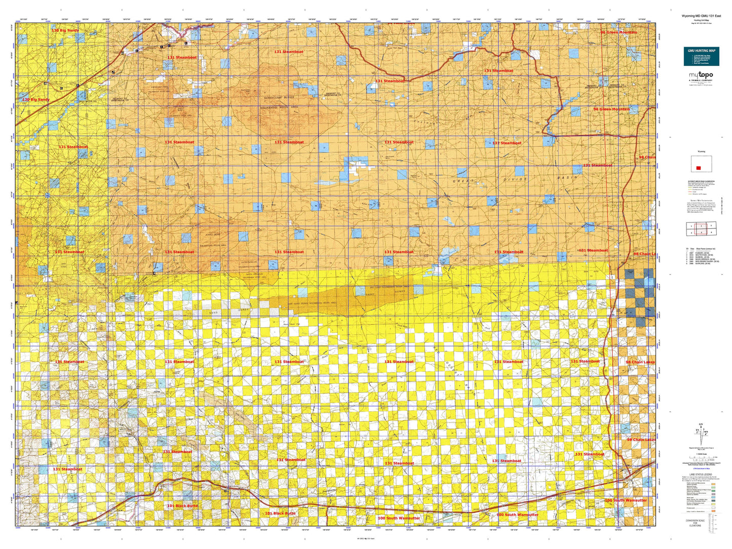 Wyoming Mule Deer GMU 131 East Map Image