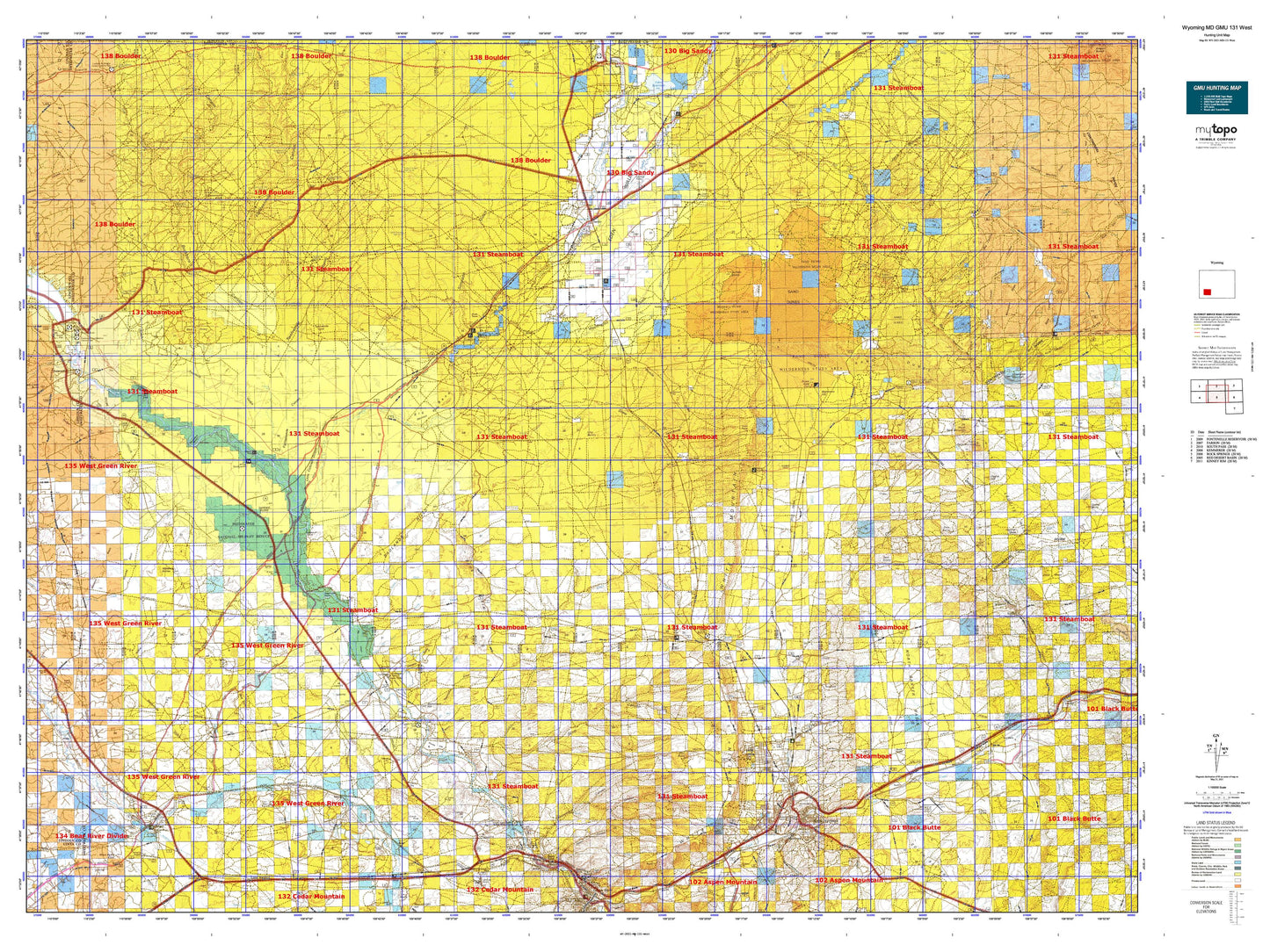 Wyoming Mule Deer GMU 131 West Map Image