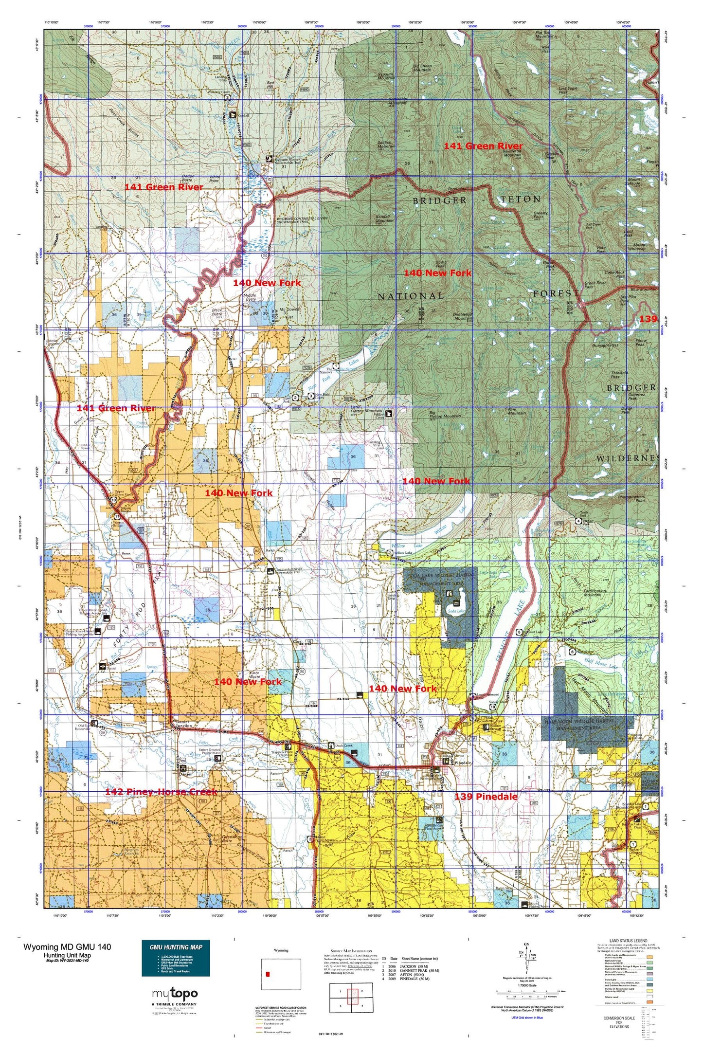 Wyoming Mule Deer GMU 140 Map Image
