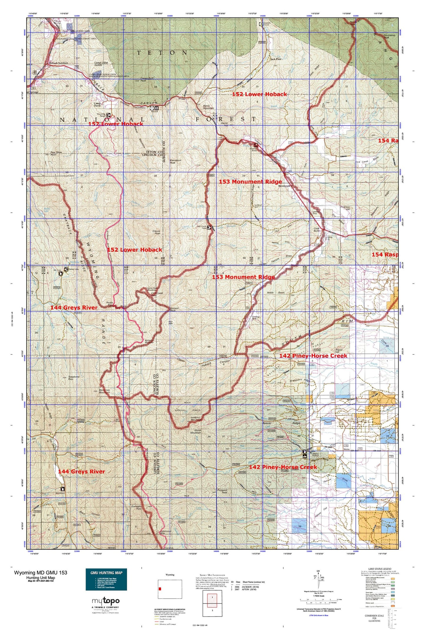Wyoming Mule Deer GMU 153 Map Image