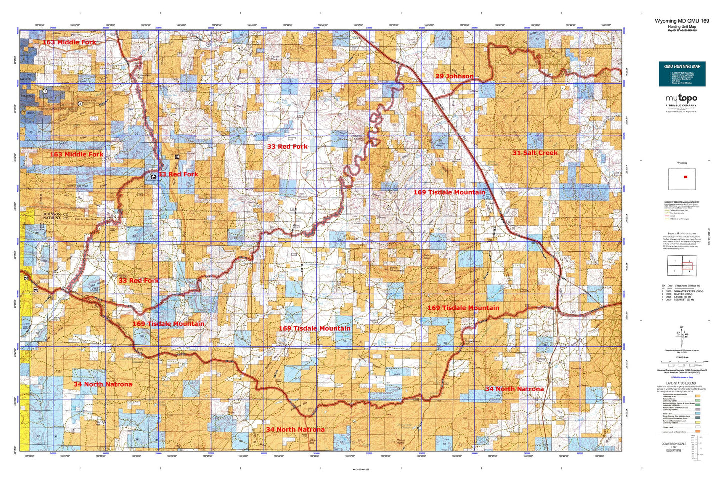 Wyoming Mule Deer GMU 169 Map Image