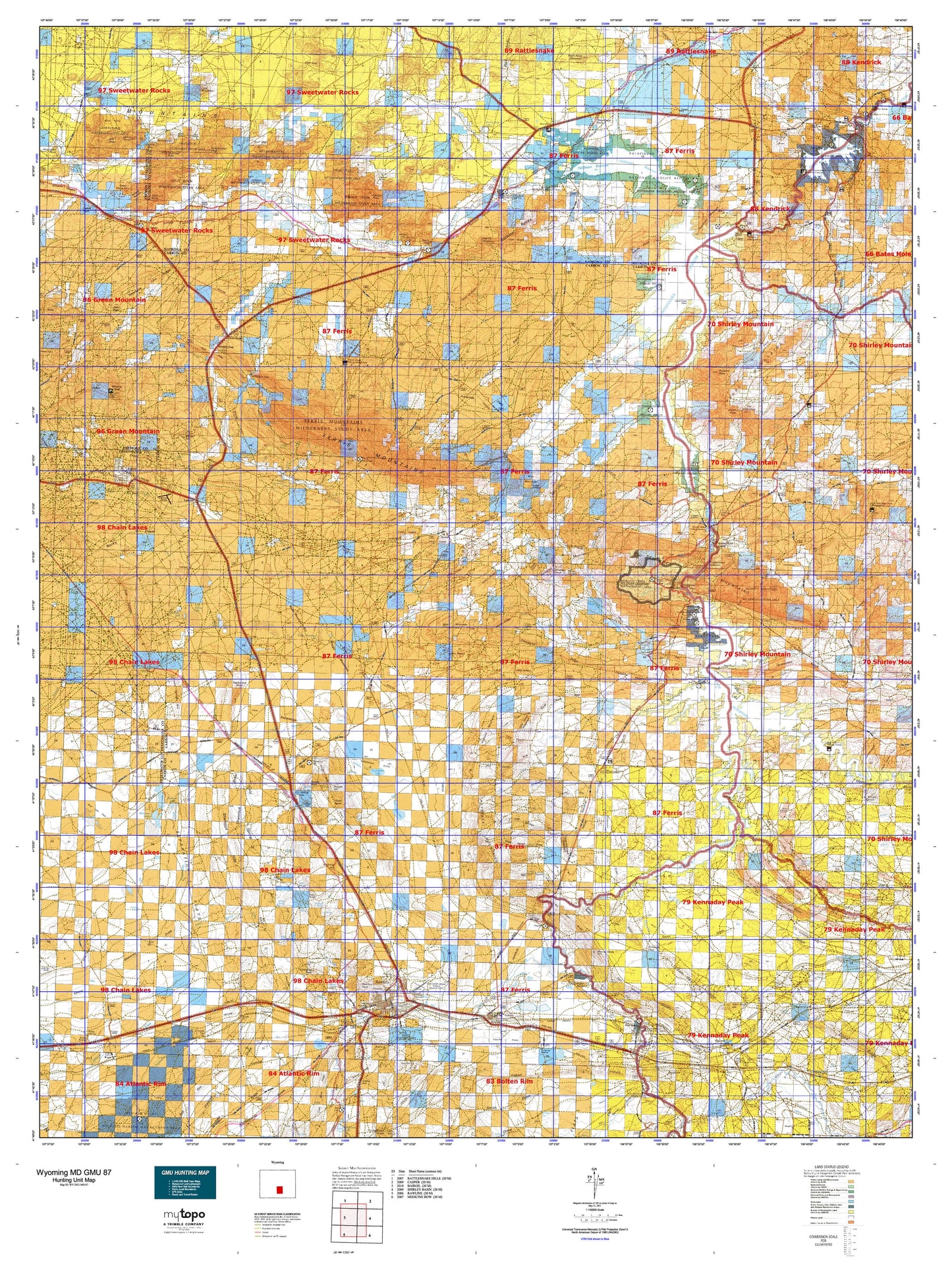 Wyoming Mule Deer GMU 87 Map Image