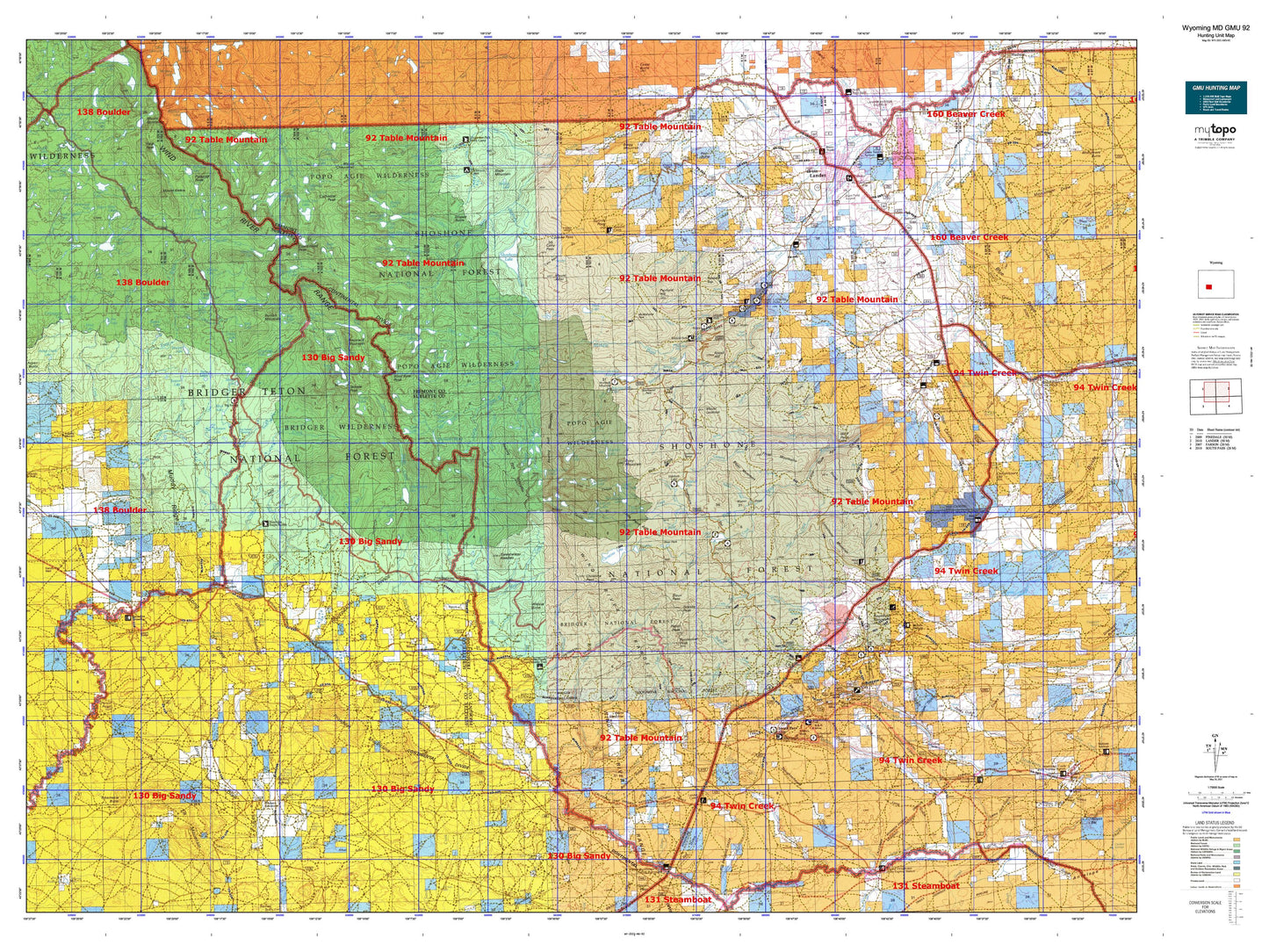 Wyoming Mule Deer GMU 92 Map Image