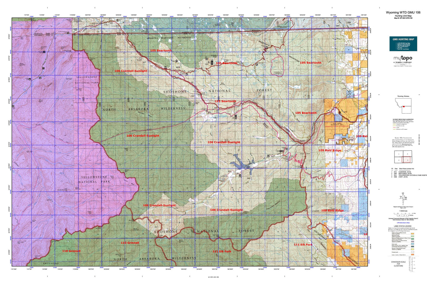 Wyoming Whitetail Deer GMU 106 Map Image