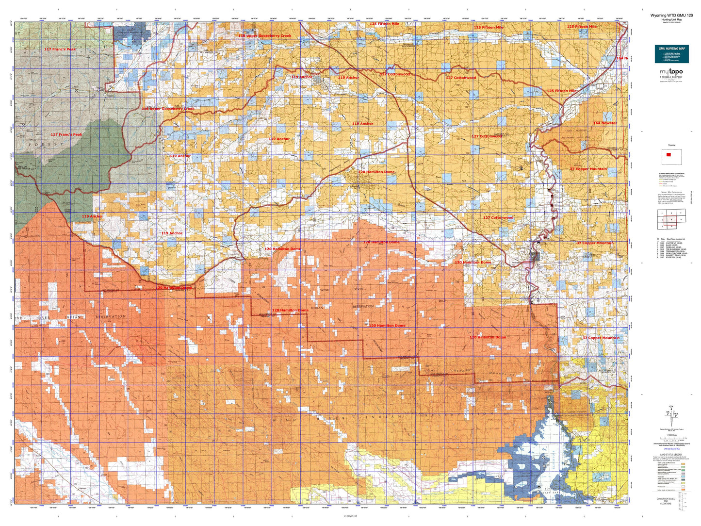Wyoming Whitetail Deer GMU 120 Map Image