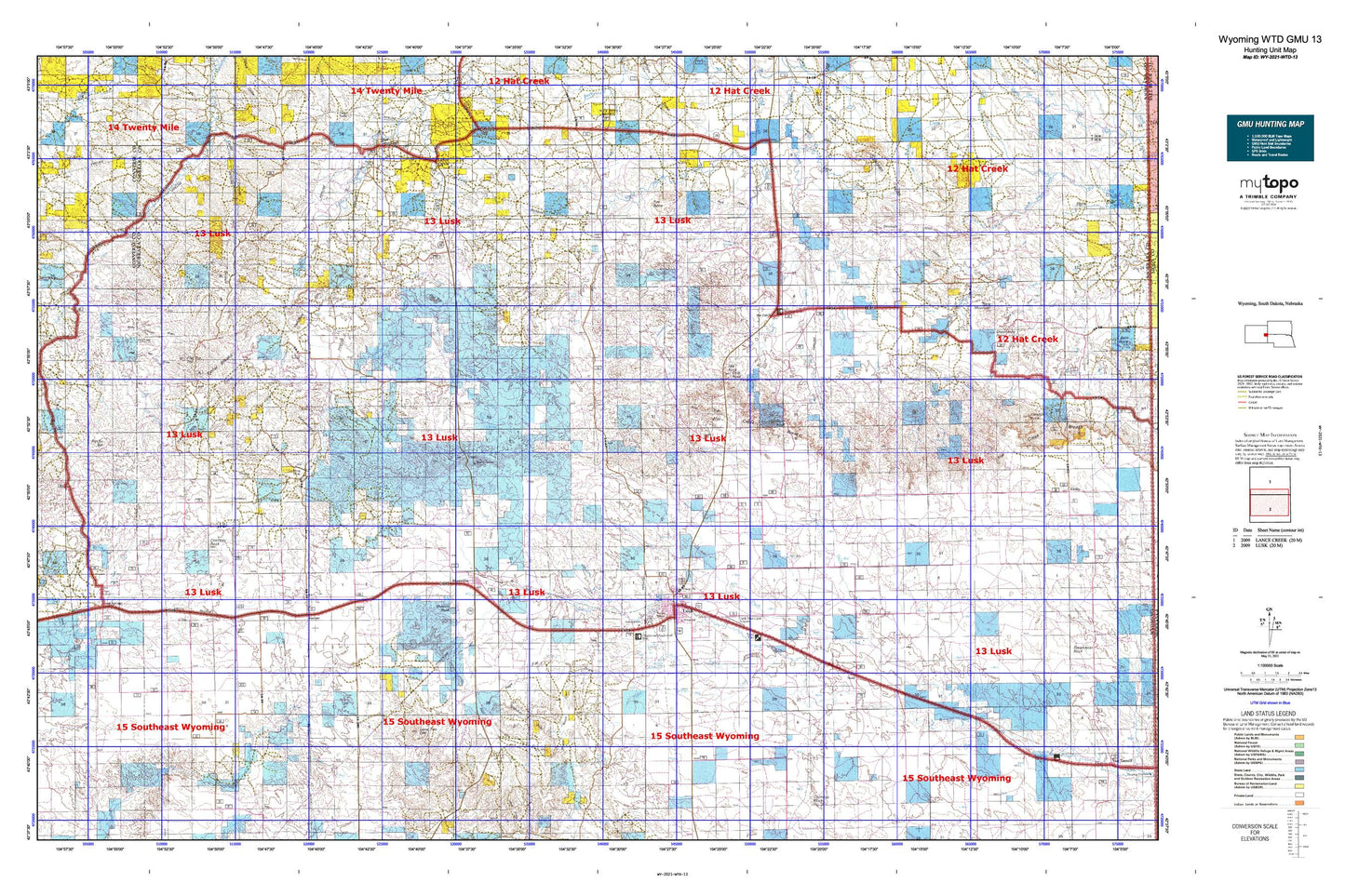 Wyoming Whitetail Deer GMU 13 Map Image