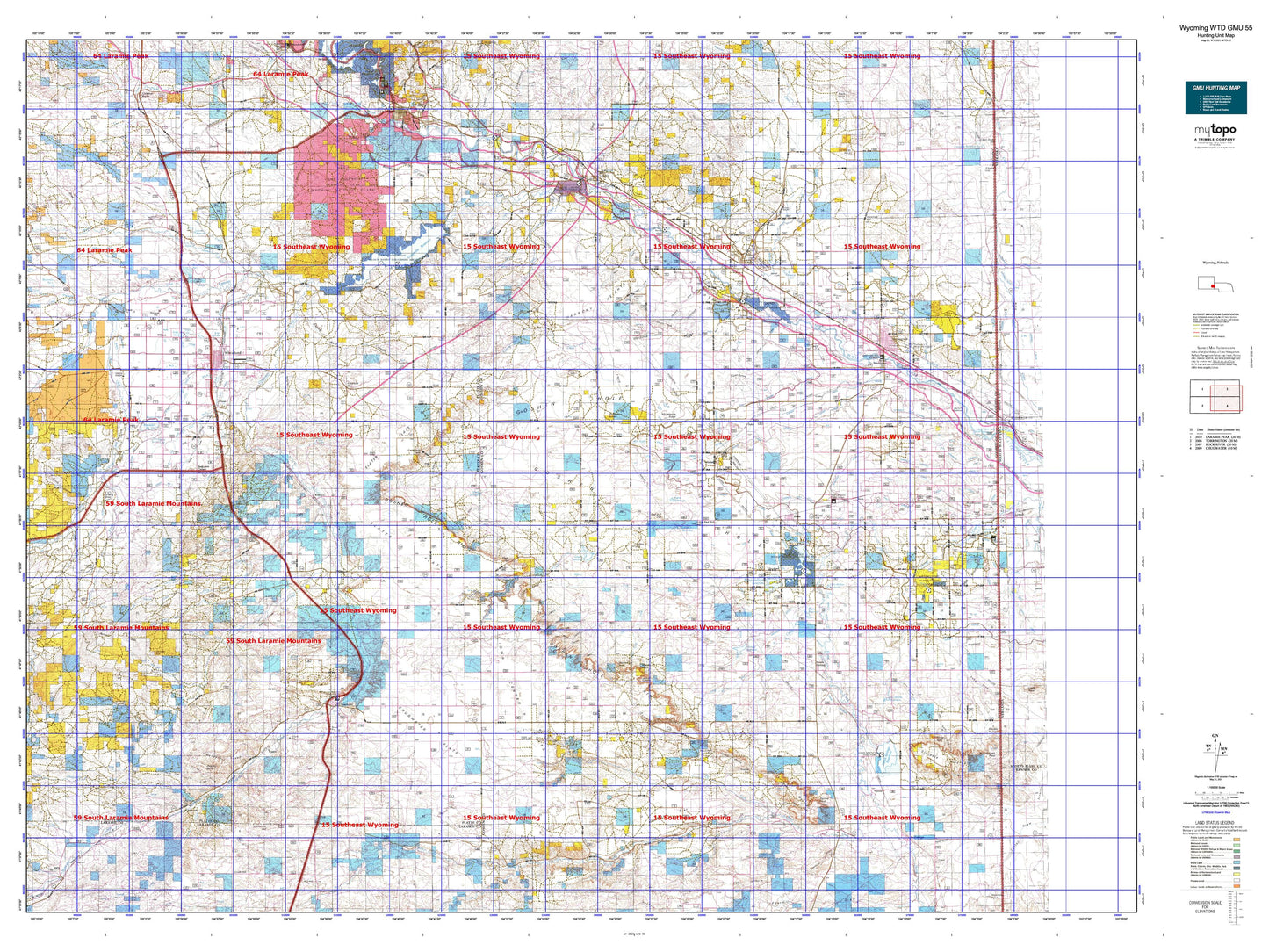Wyoming Whitetail Deer GMU 55 Map Image