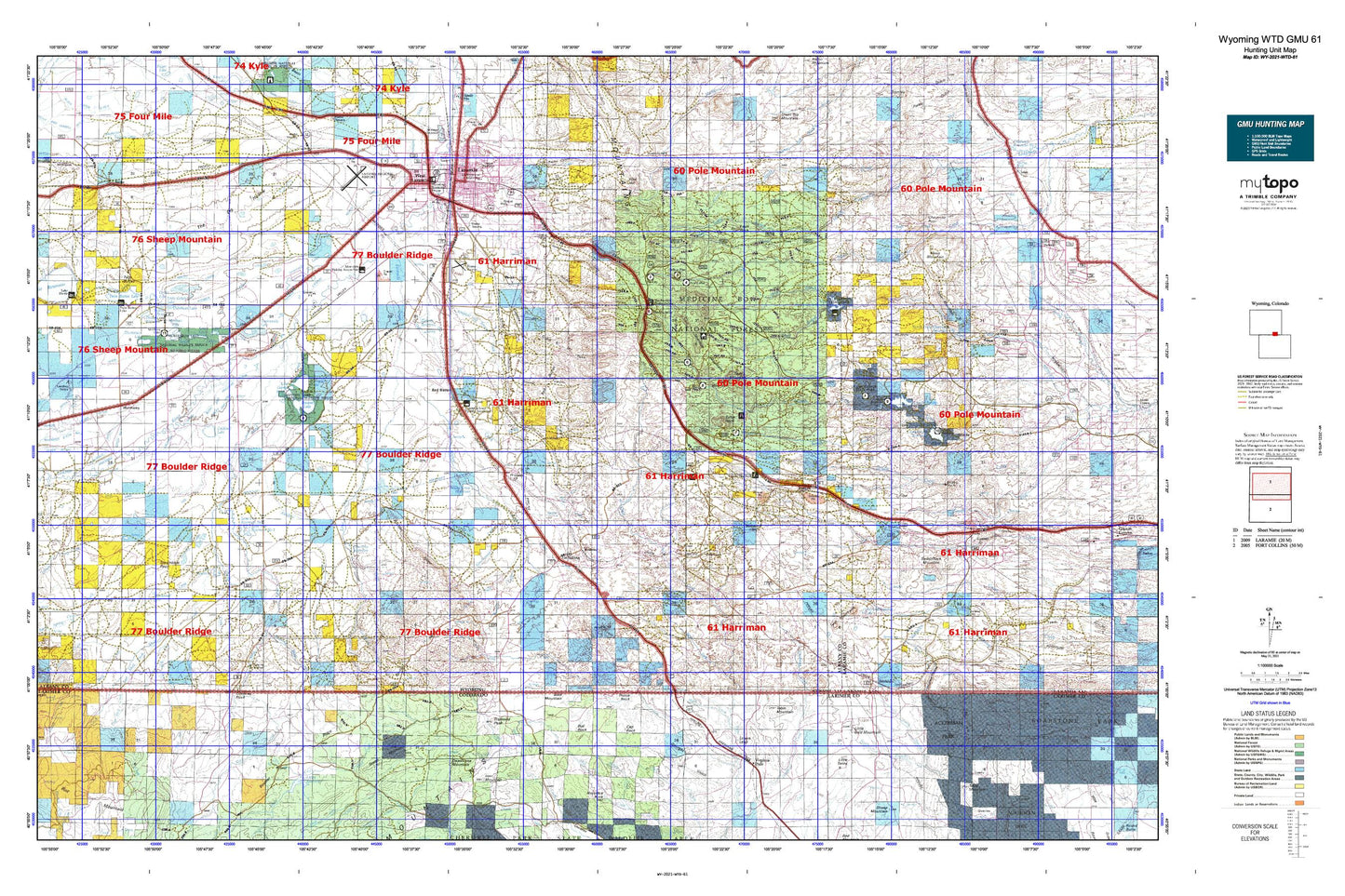 Wyoming Whitetail Deer GMU 61 Map Image