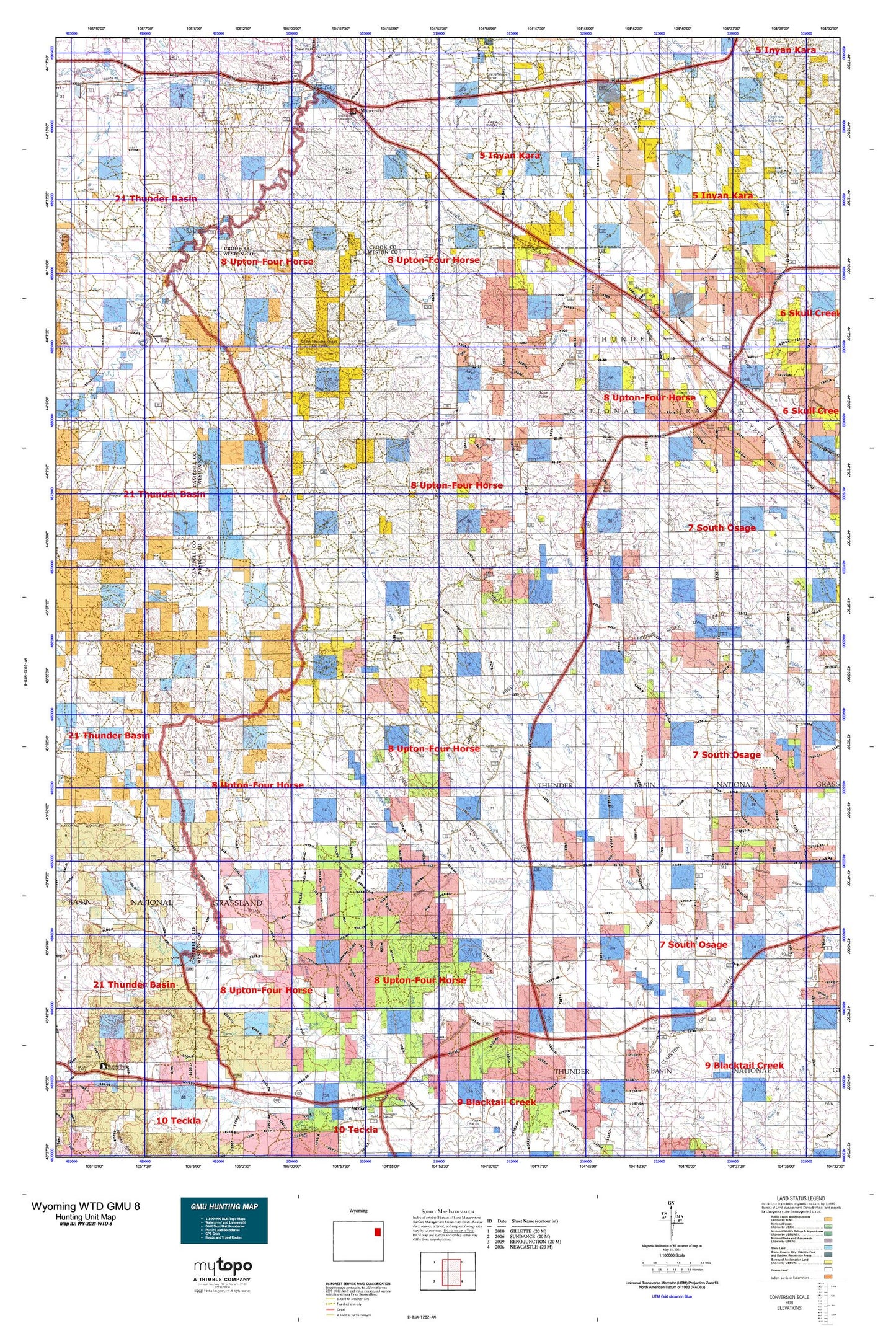 Wyoming Whitetail Deer GMU 8 Map Image