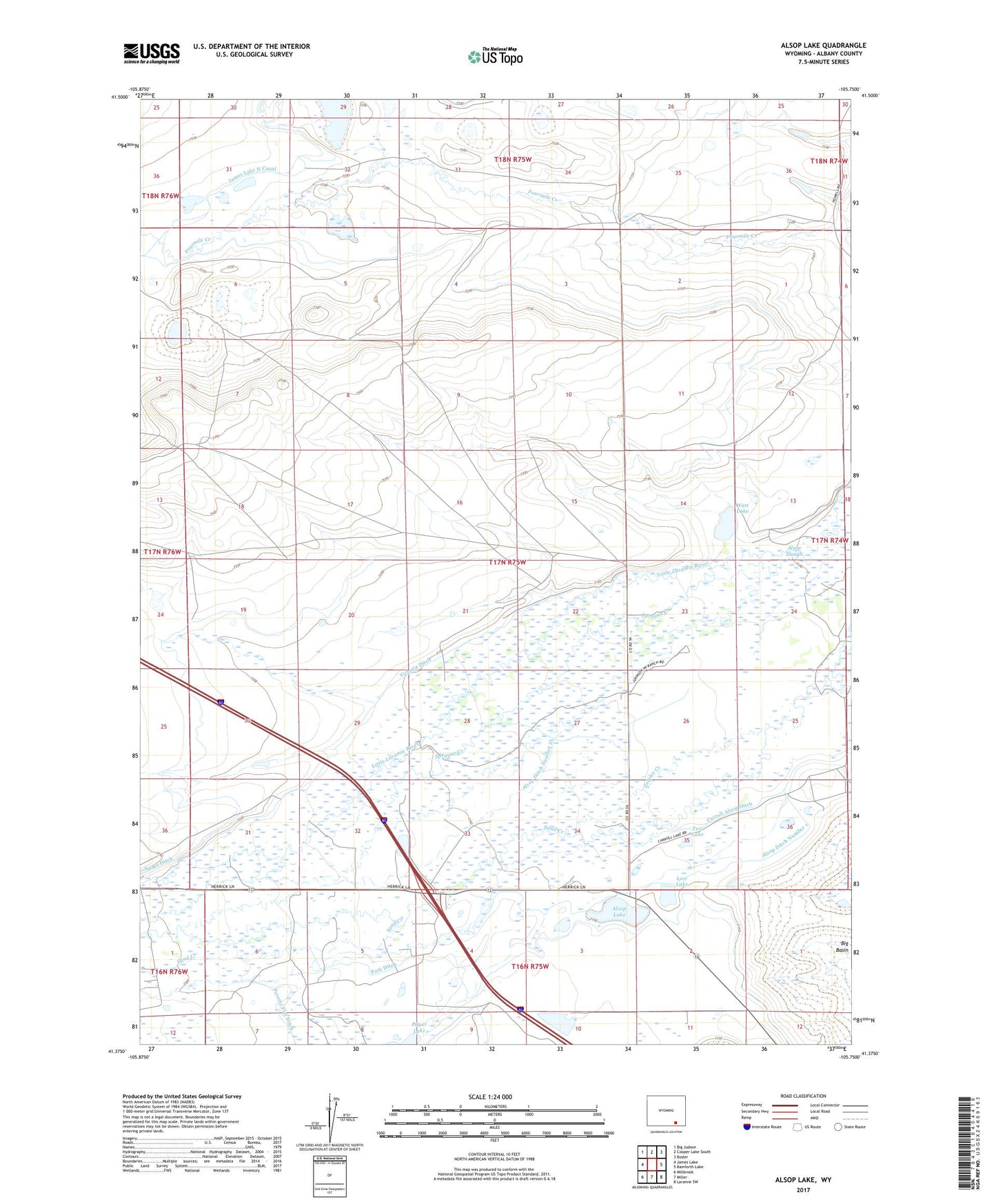 Alsop Lake Wyoming US Topo Map Image