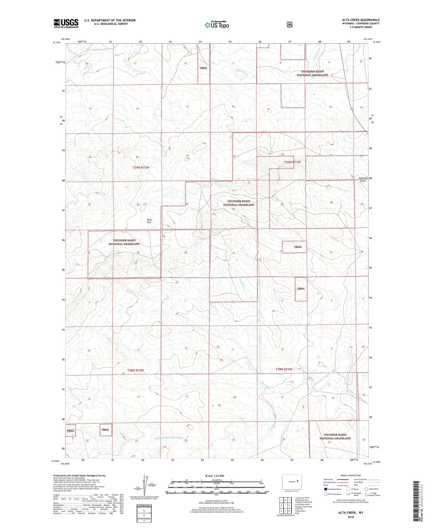 Alta Creek Wyoming US Topo Map Image