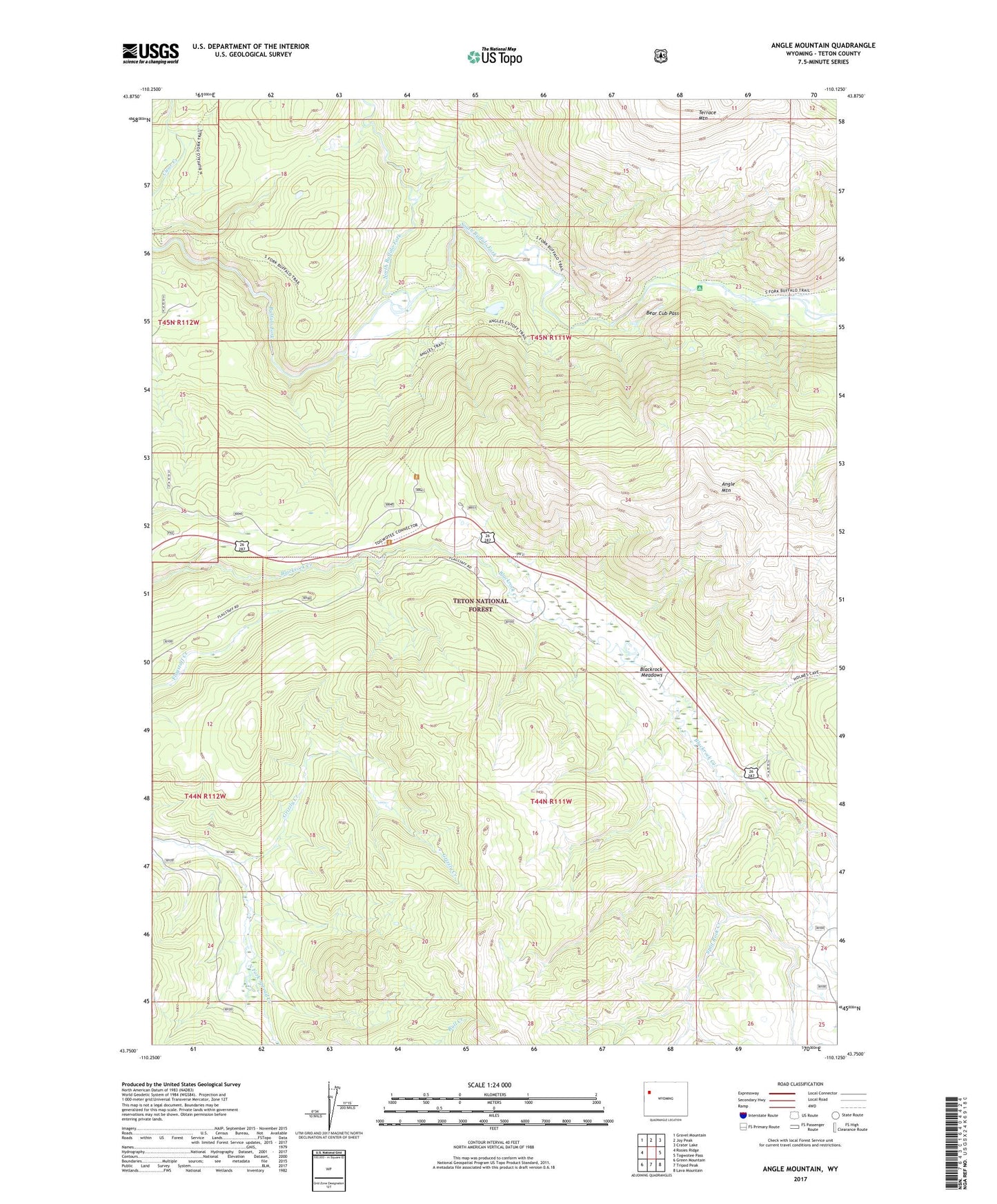 Angle Mountain Wyoming US Topo Map Image