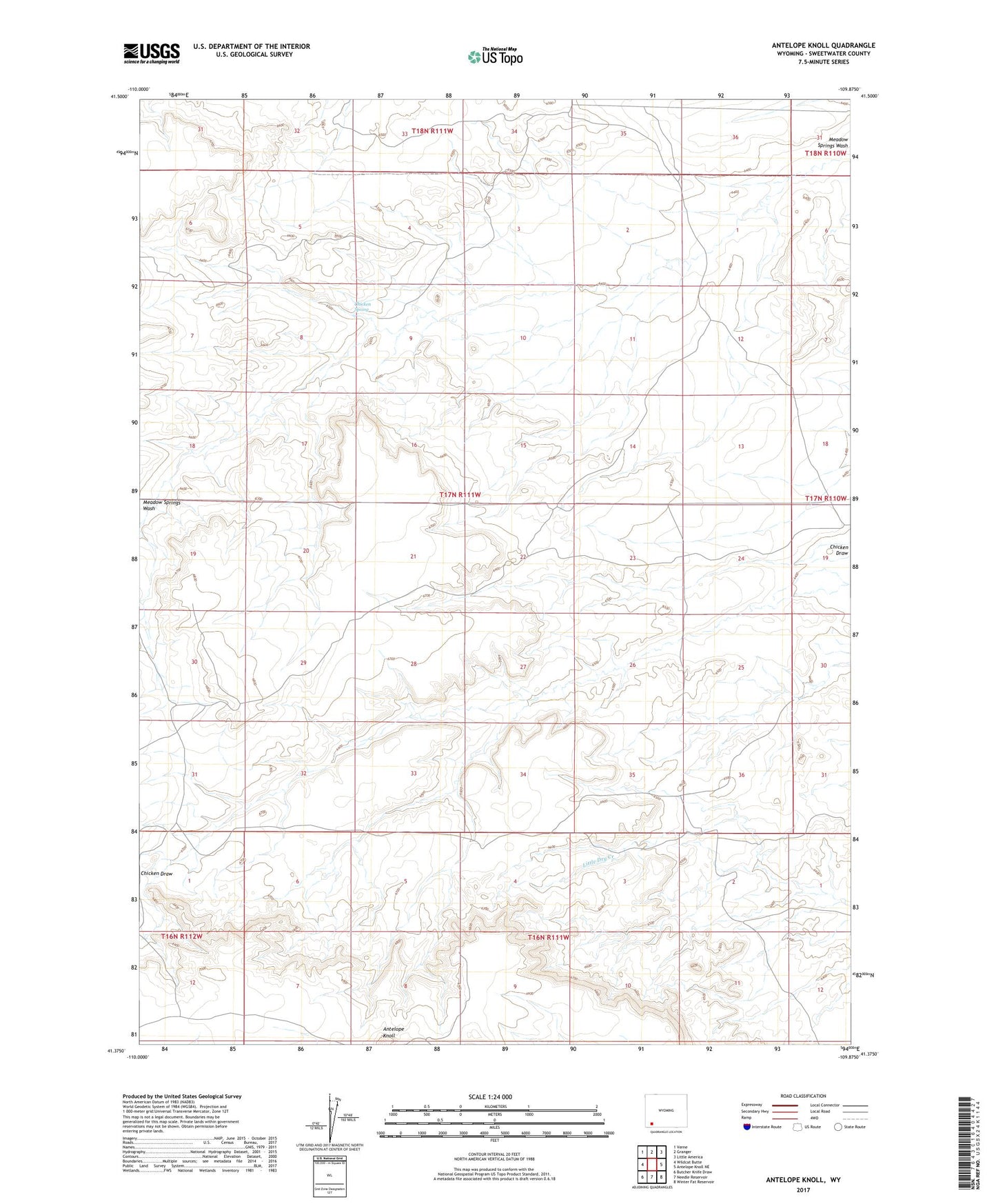 Antelope Knoll Wyoming US Topo Map Image