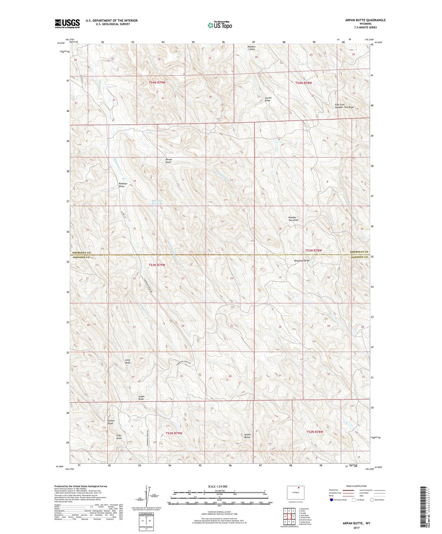 Arpan Butte Wyoming US Topo Map Image