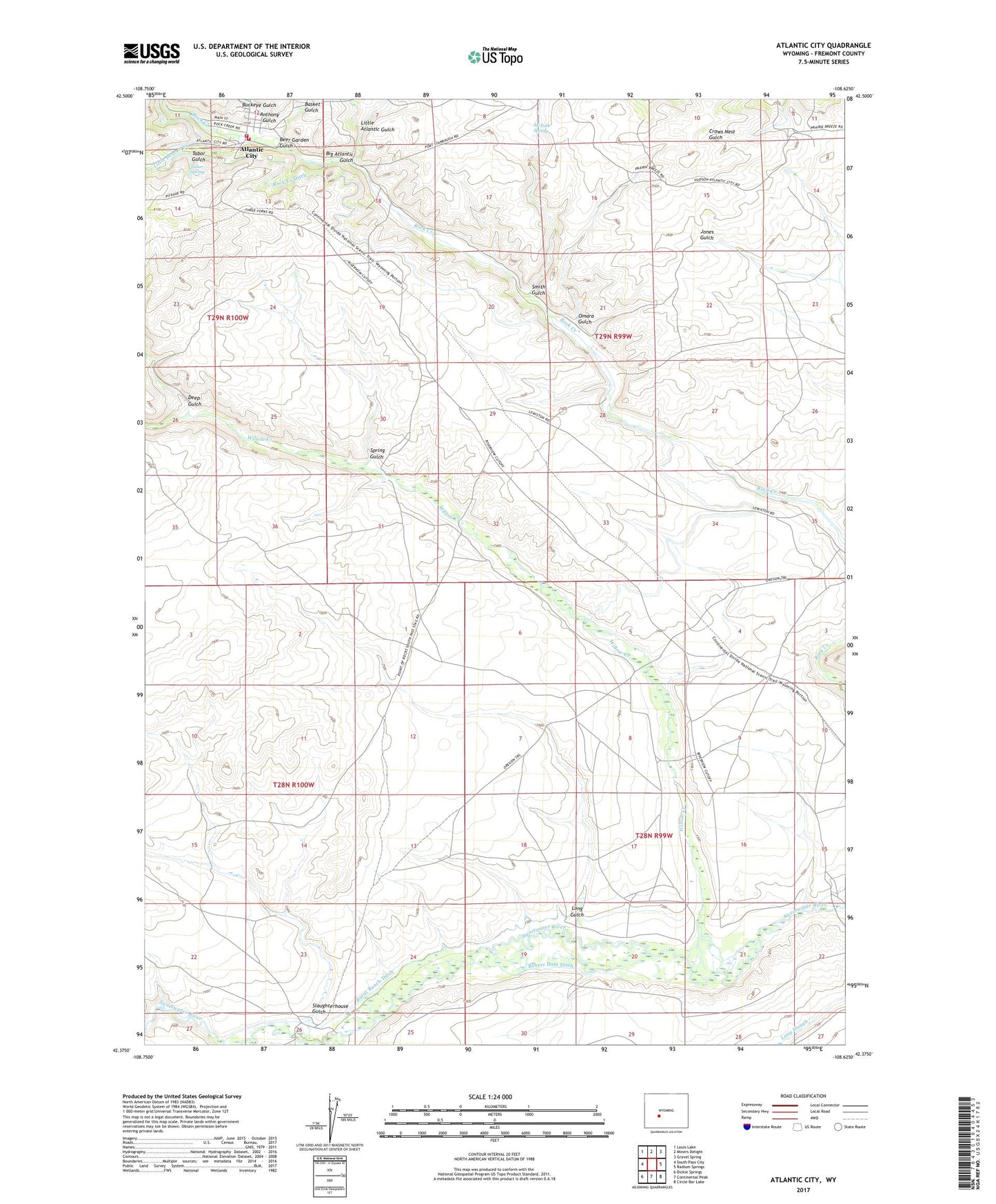 Atlantic City Wyoming US Topo Map Image
