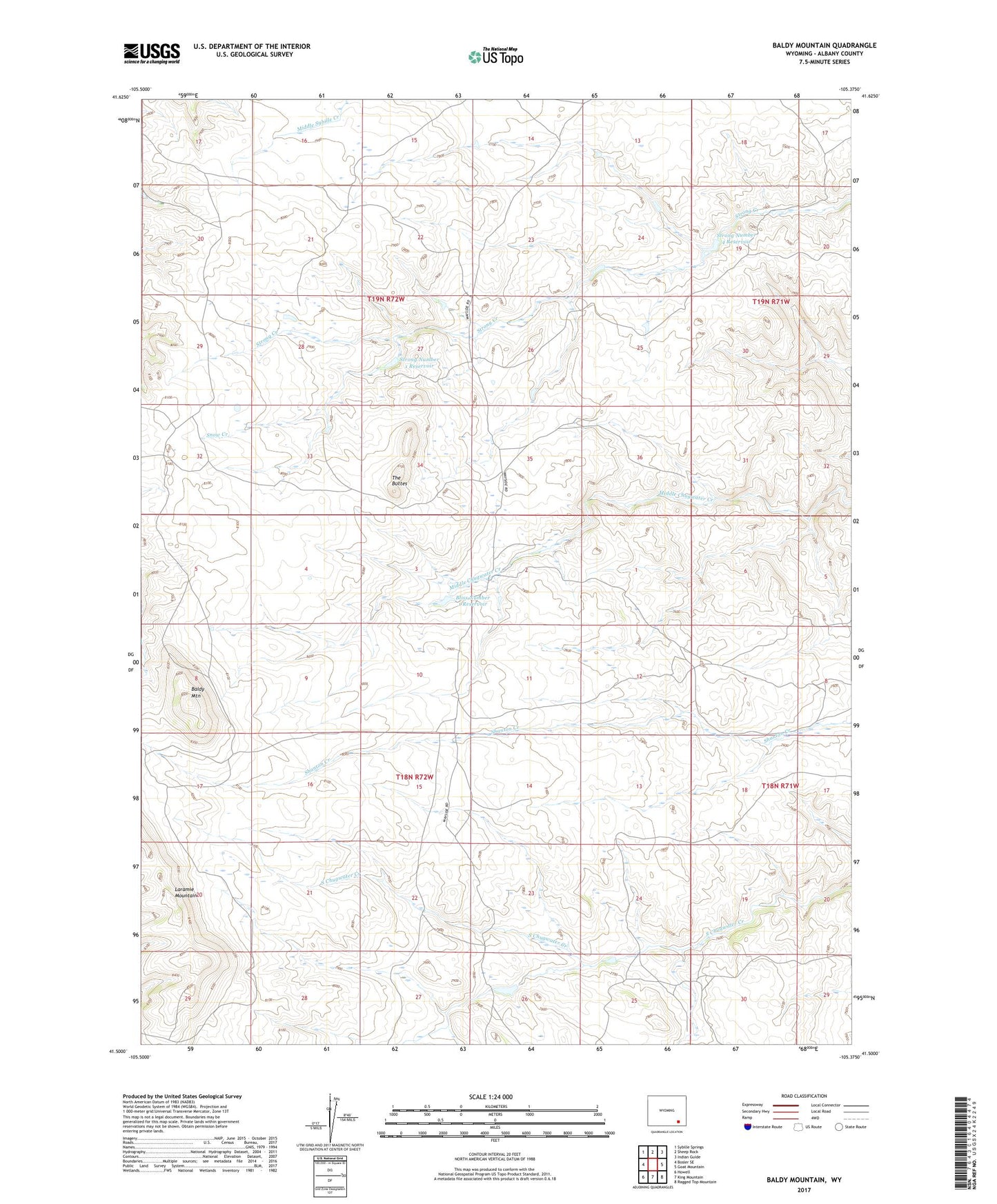Baldy Mountain Wyoming US Topo Map Image