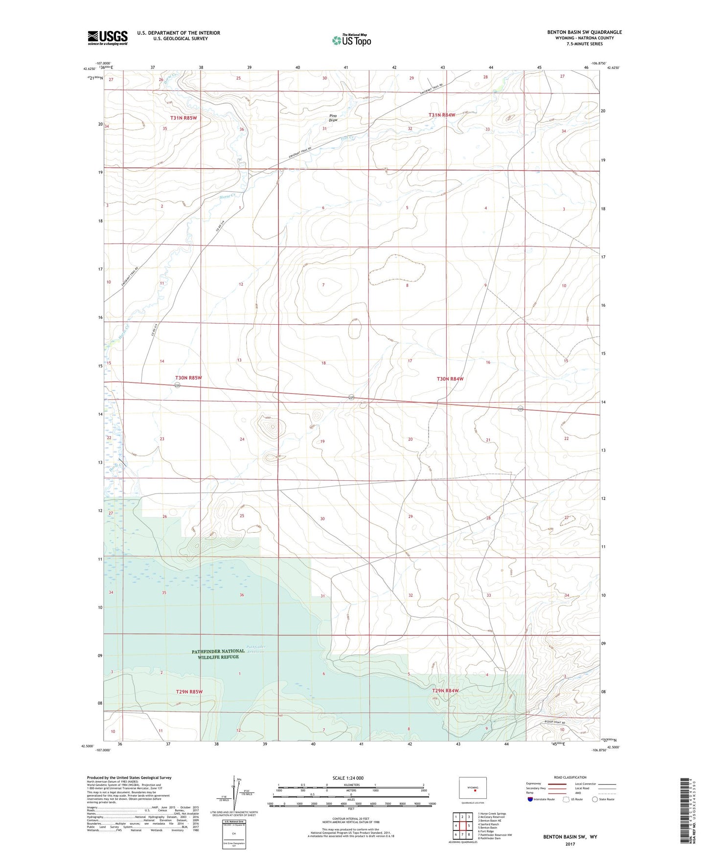 Benton Basin SW Wyoming US Topo Map Image
