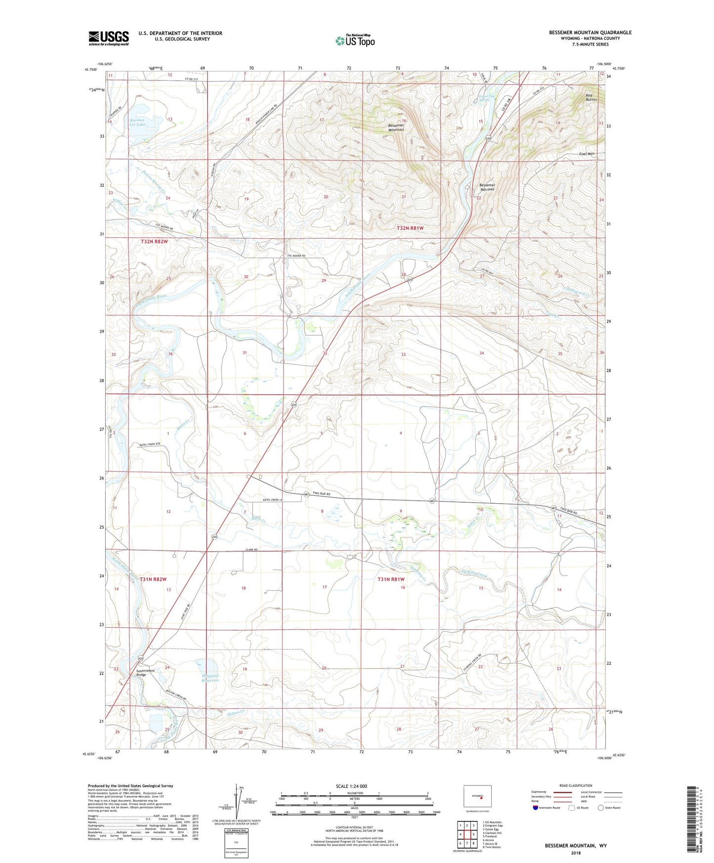 Bessemer Mountain Wyoming US Topo Map Image
