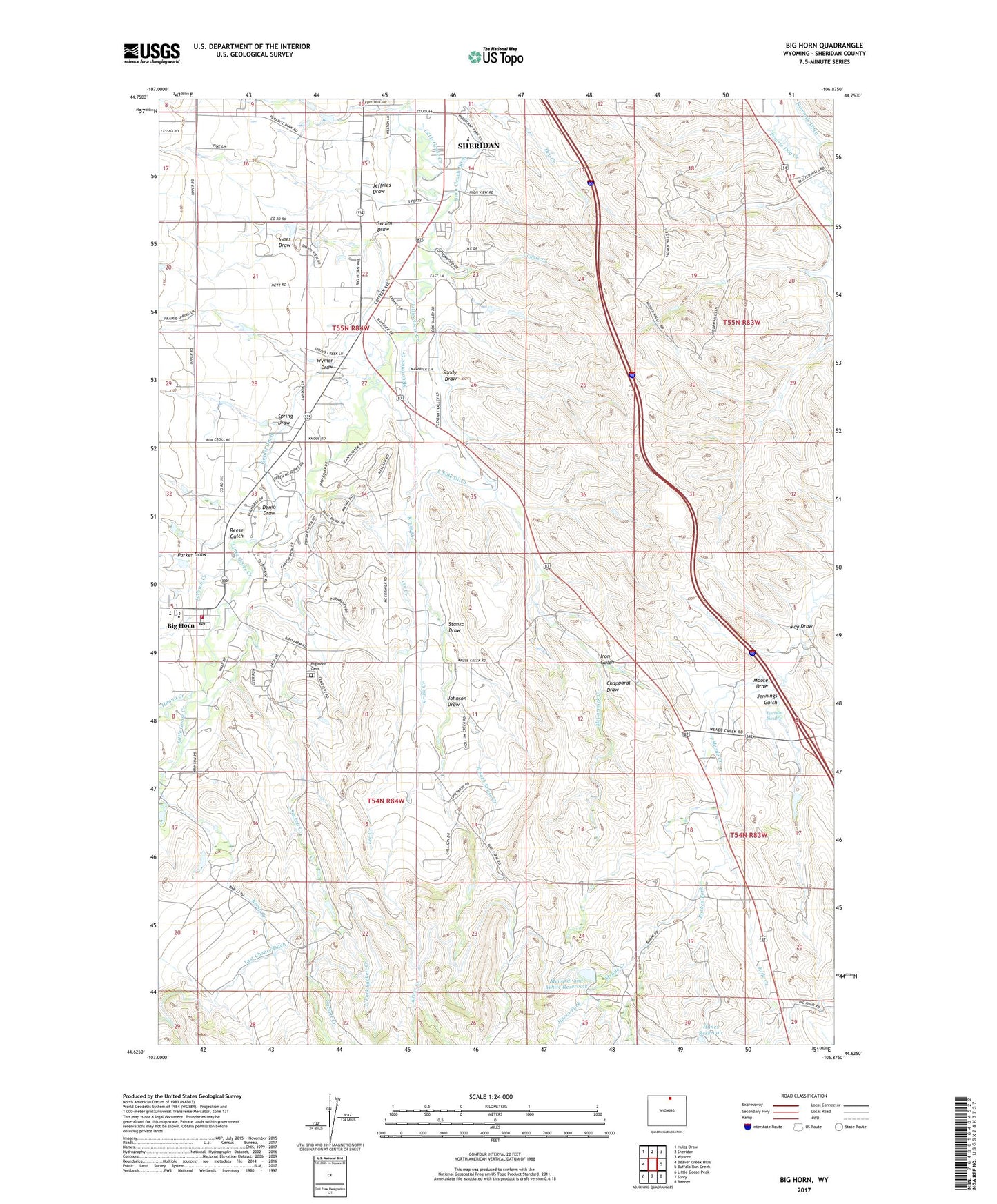 Big Horn Wyoming US Topo Map Image