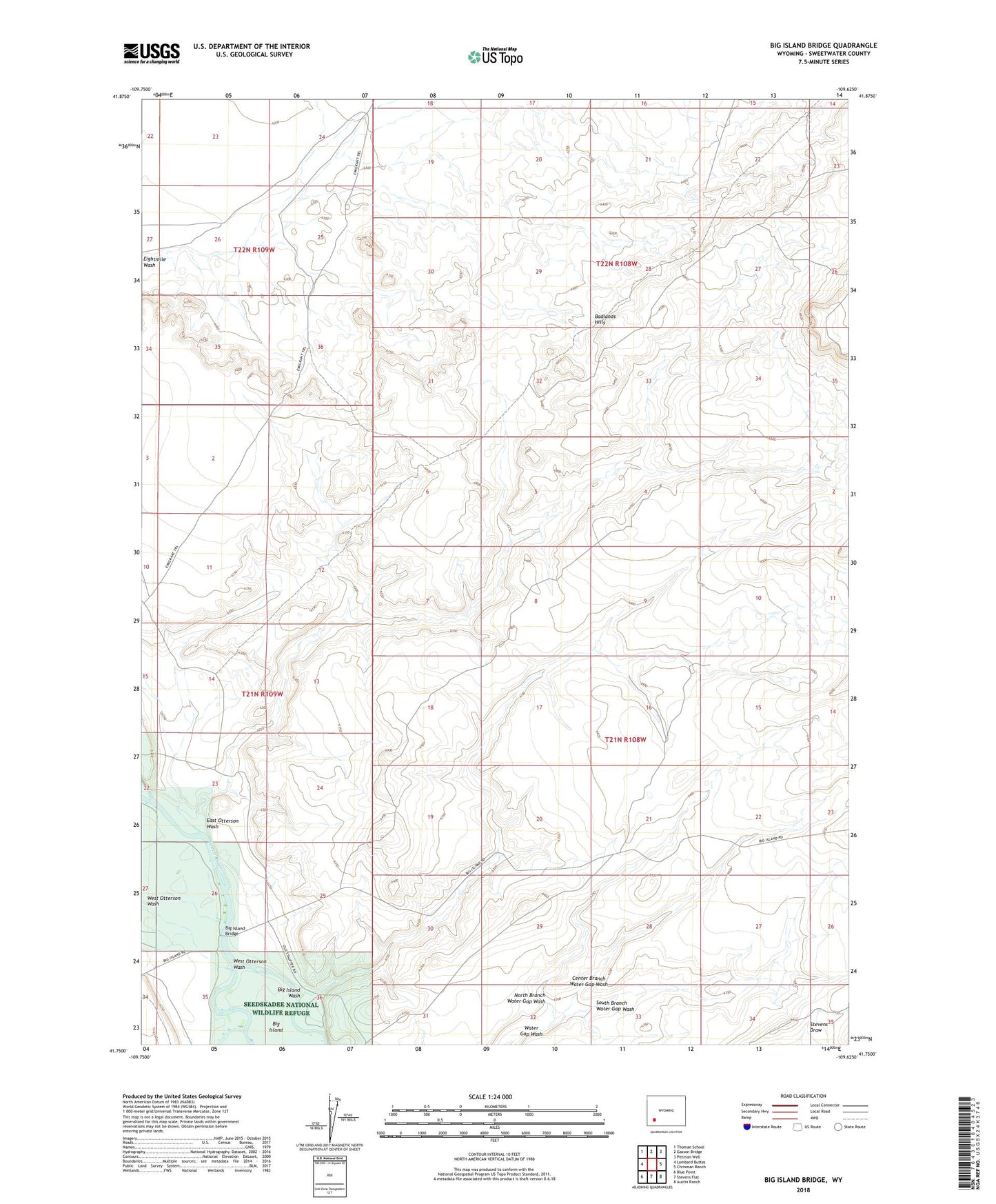 Big Island Bridge Wyoming US Topo Map Image