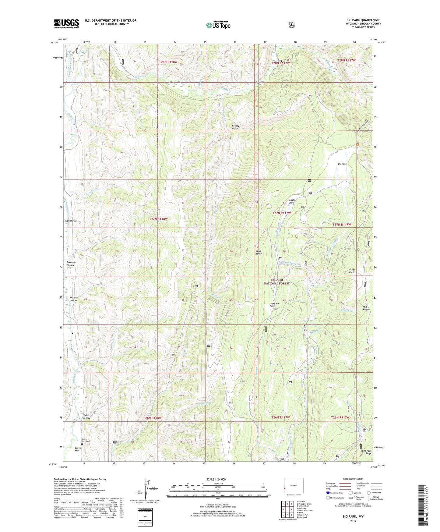 Big Park Wyoming US Topo Map Image