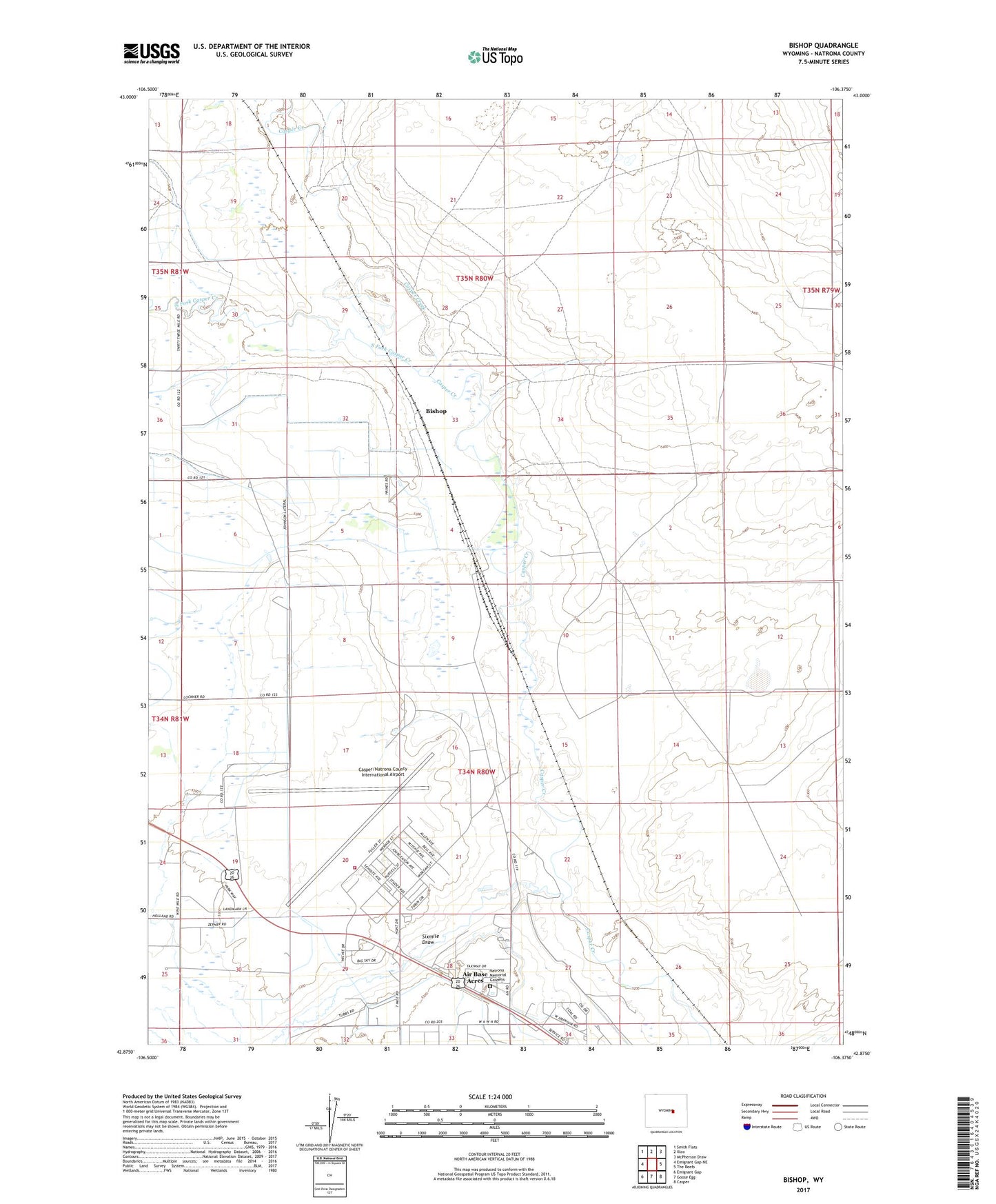 Bishop Wyoming US Topo Map Image