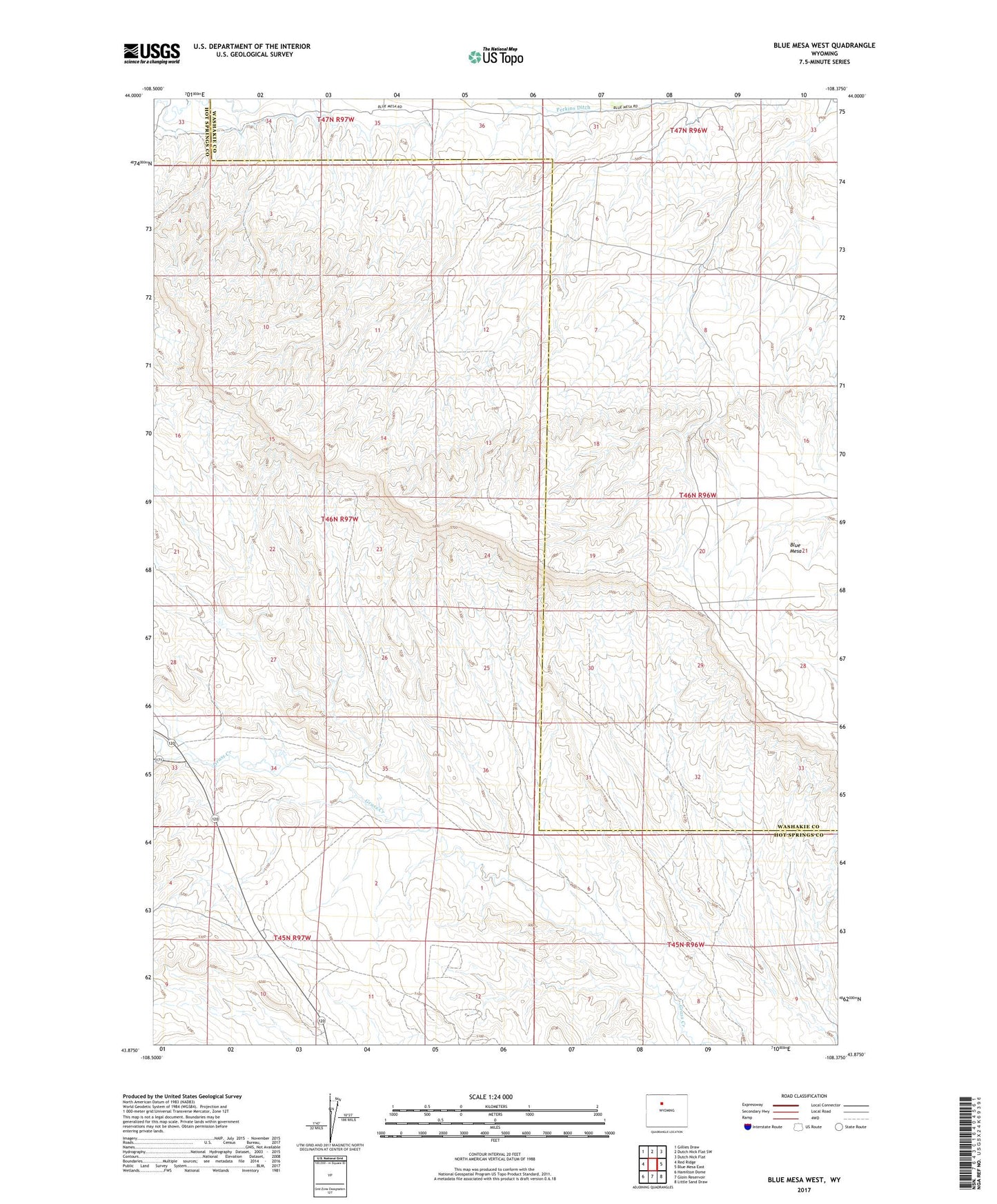 Blue Mesa West Wyoming US Topo Map Image