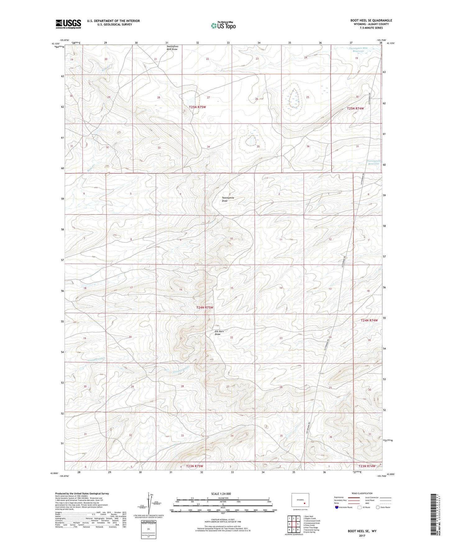 Boot Heel SE Wyoming US Topo Map Image