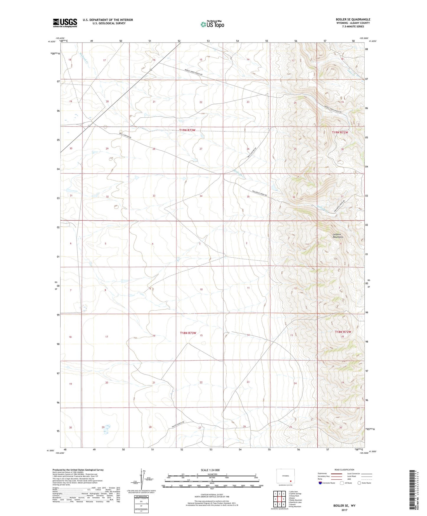 Bosler SE Wyoming US Topo Map Image