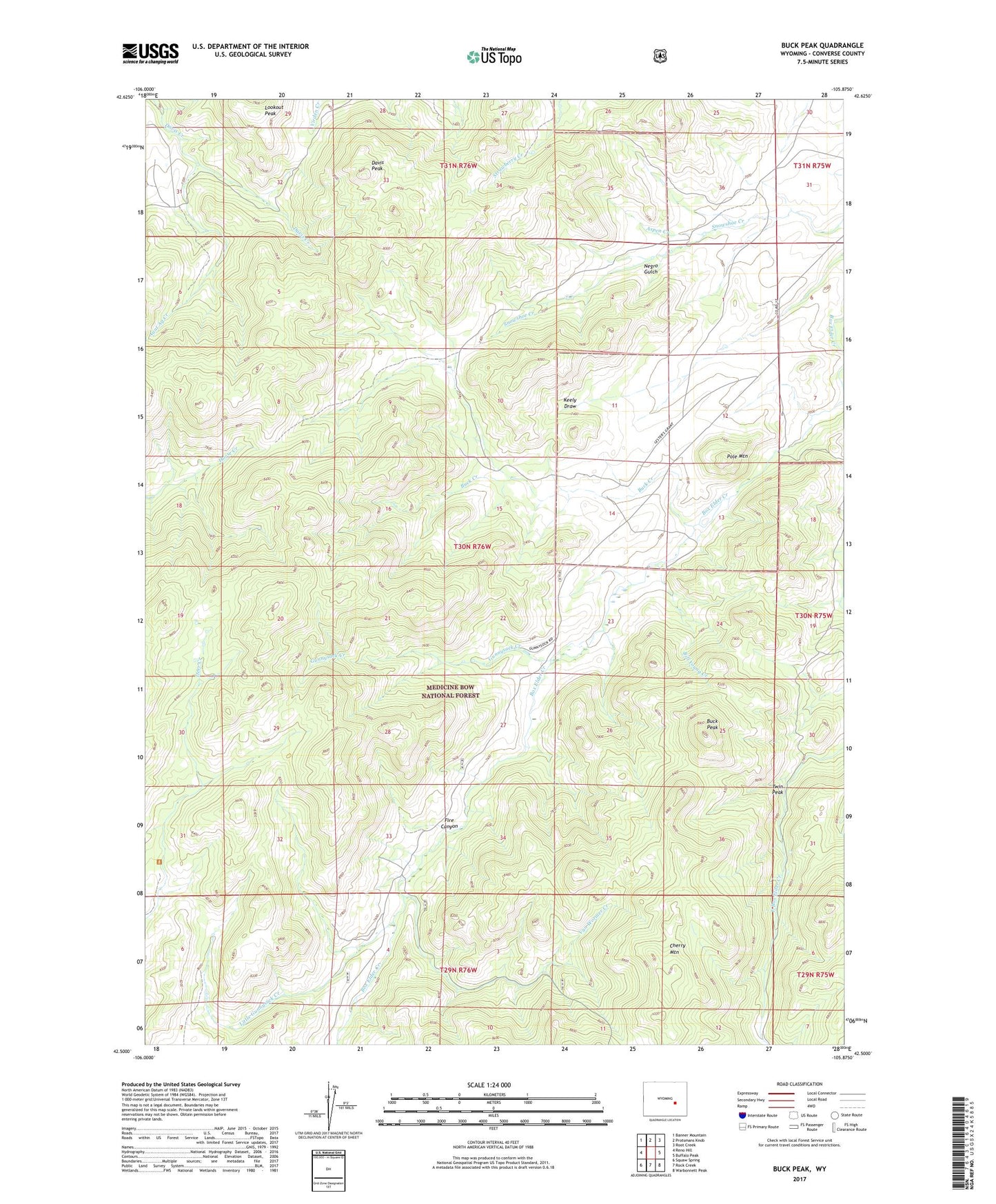 Buck Peak Wyoming US Topo Map Image