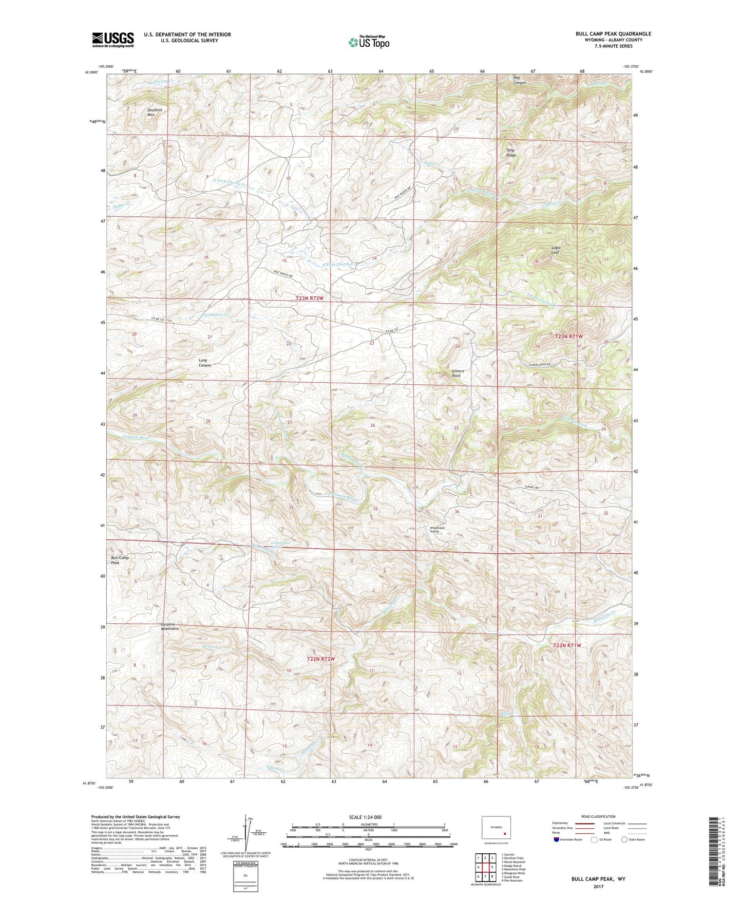 Bull Camp Peak Wyoming US Topo Map Image