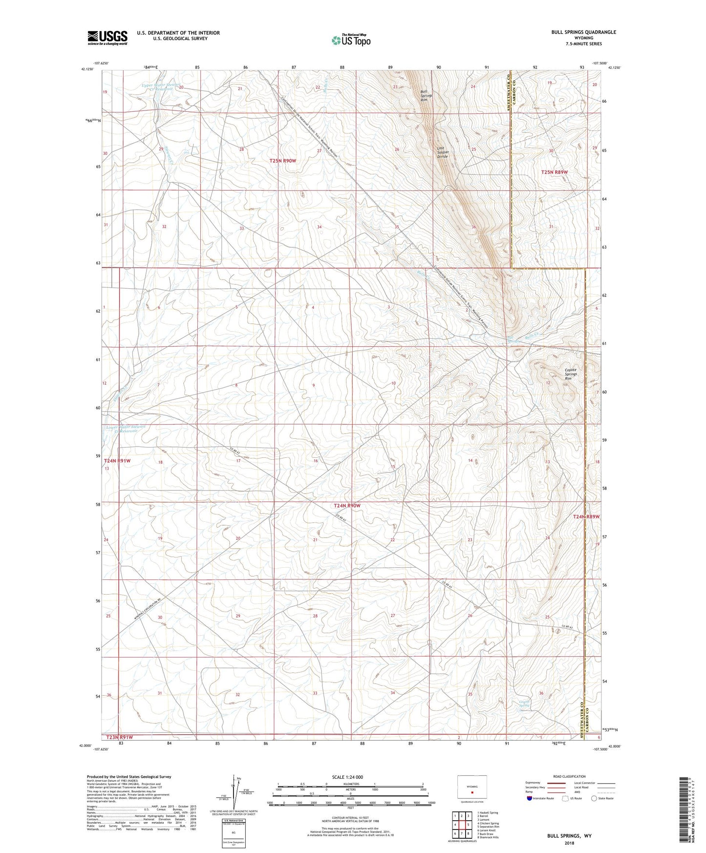 Bull Springs Wyoming US Topo Map Image