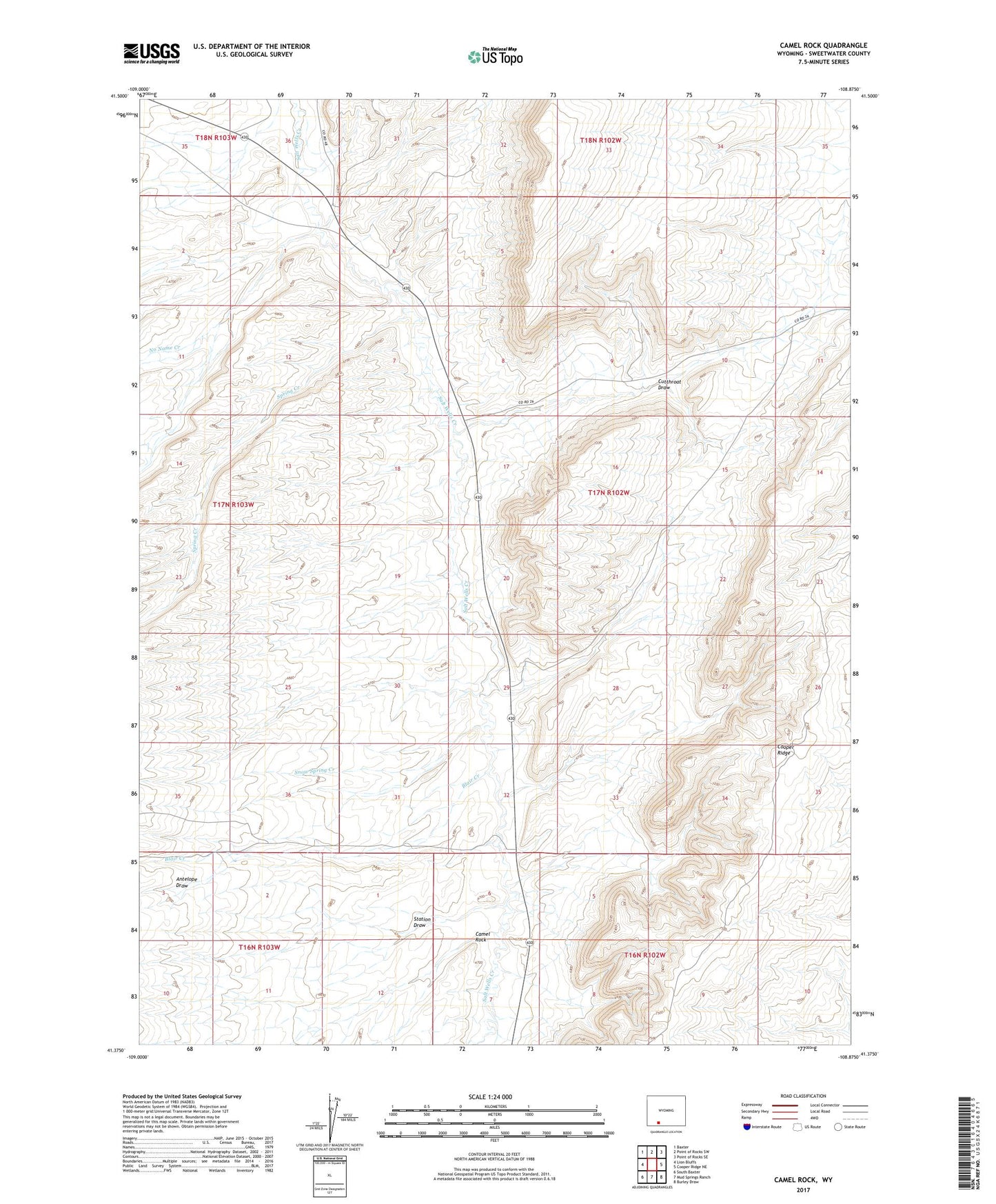 Camel Rock Wyoming US Topo Map Image