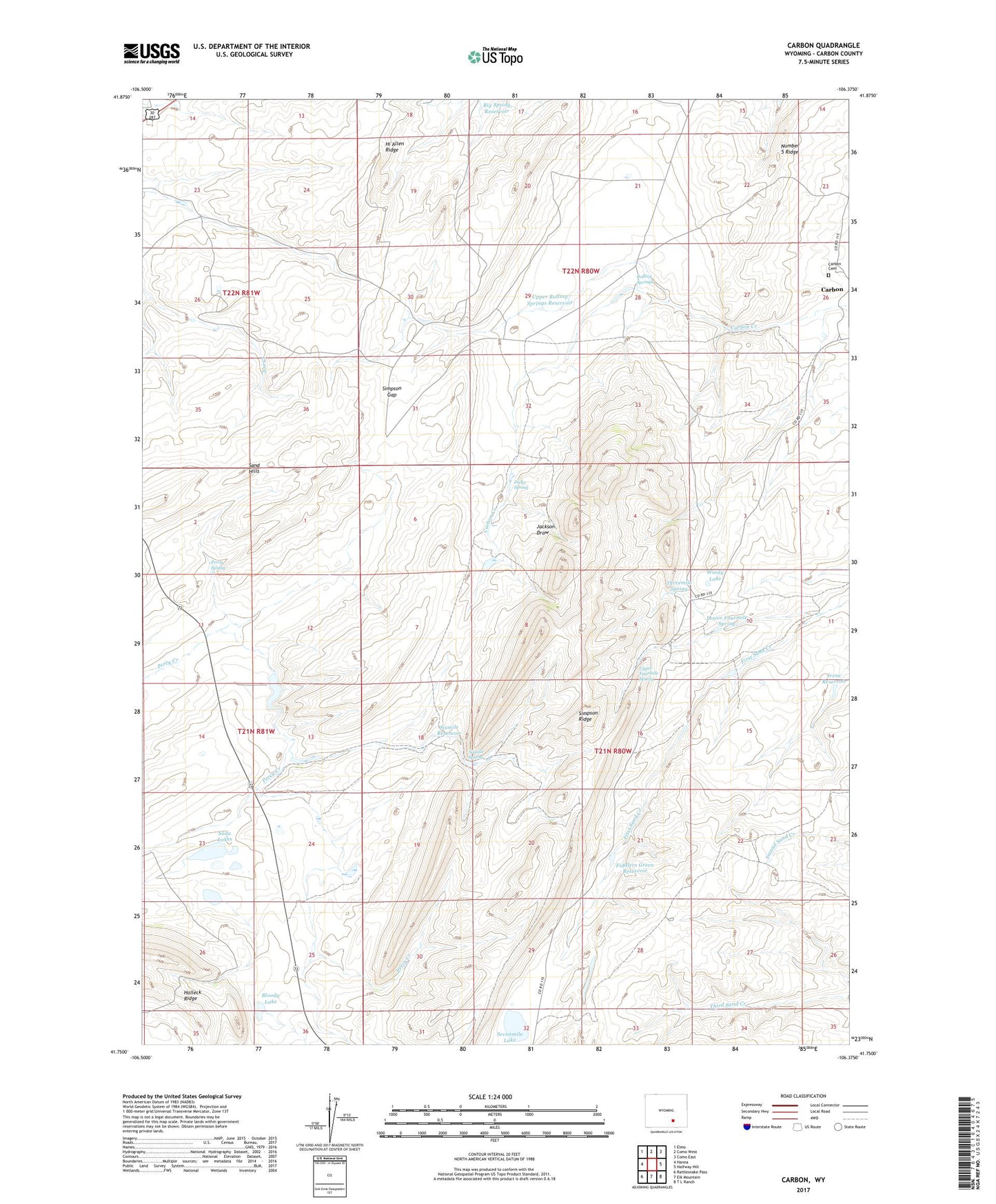 Carbon Wyoming US Topo Map Image