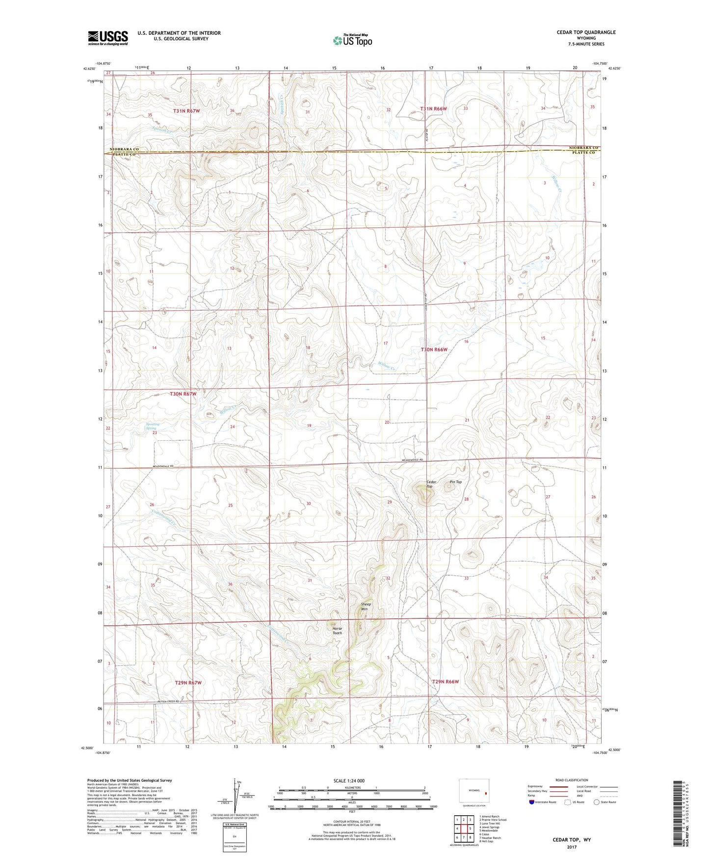 Cedar Top Wyoming US Topo Map Image